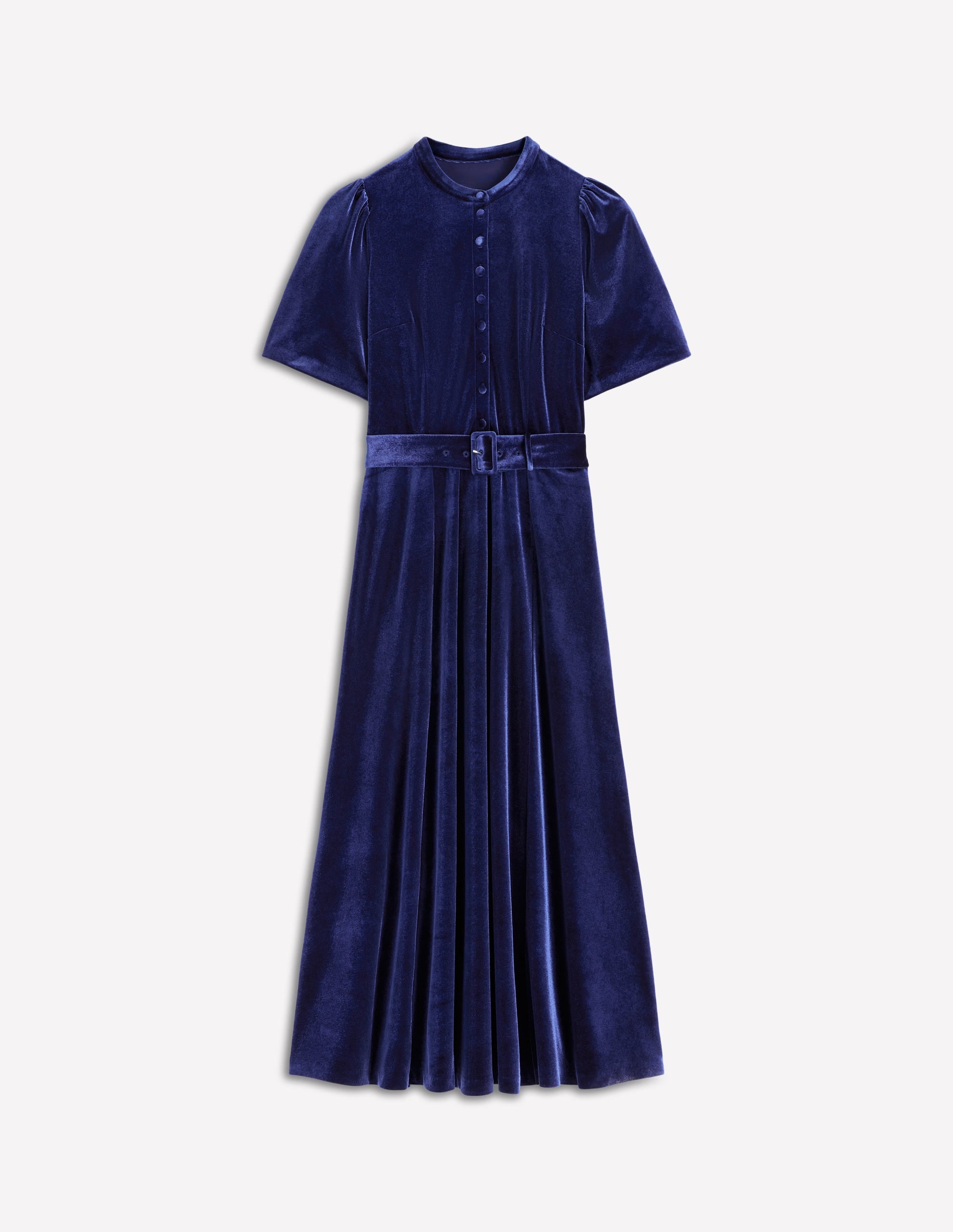 Kate Velvet Shirt Dress-Sapphire Blue