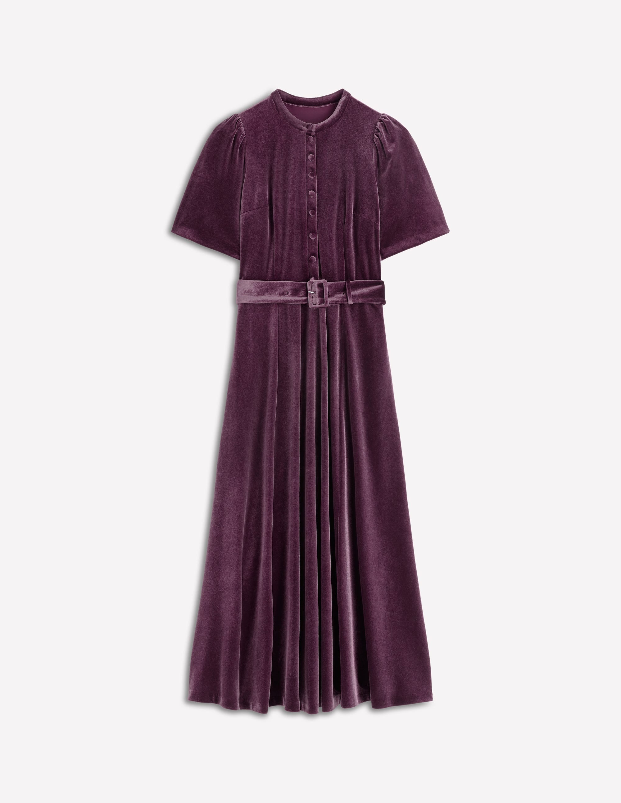 Kate Velvet Shirt Dress-Dark Cherry