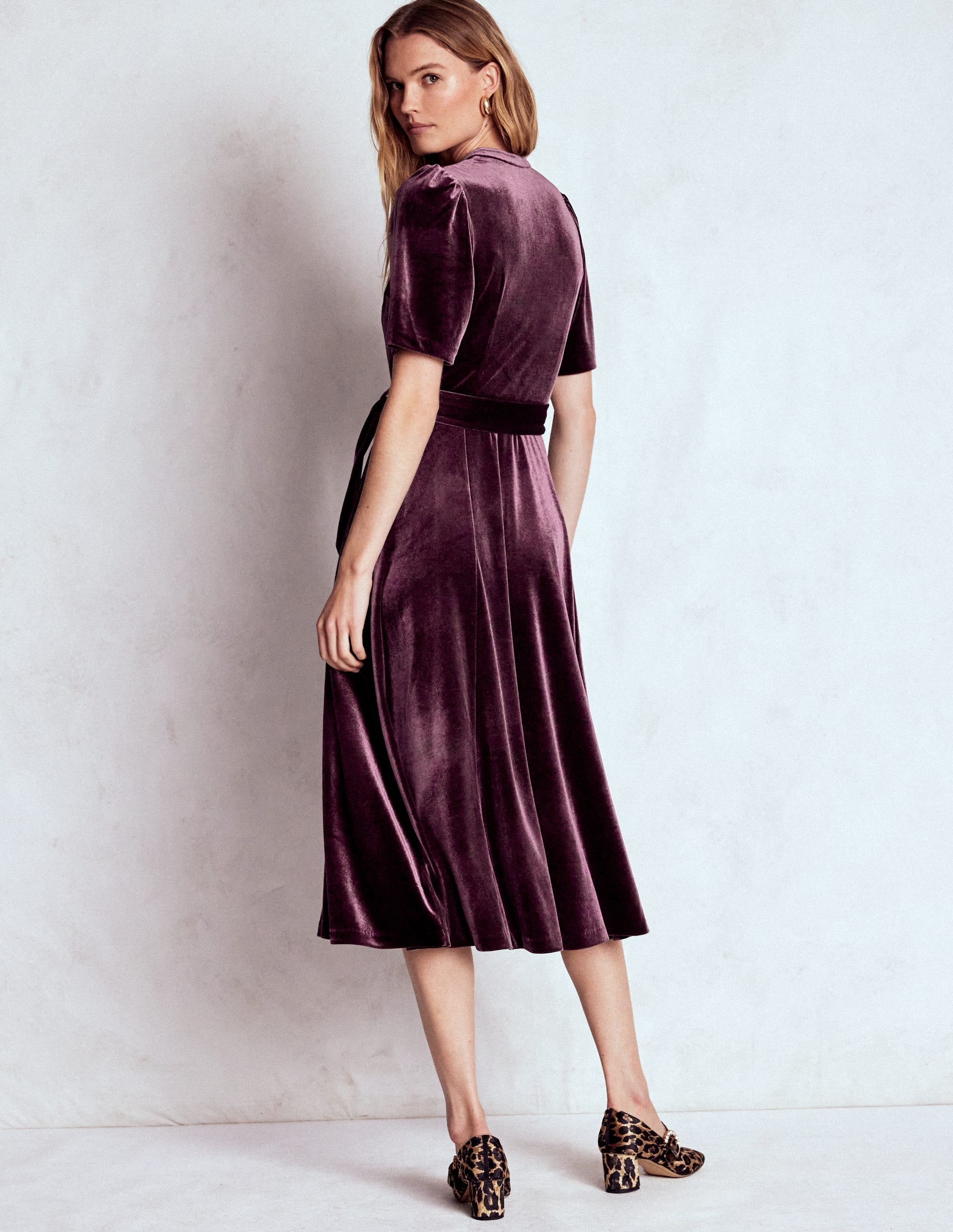 Kate Velvet Shirt Dress-Dark Cherry