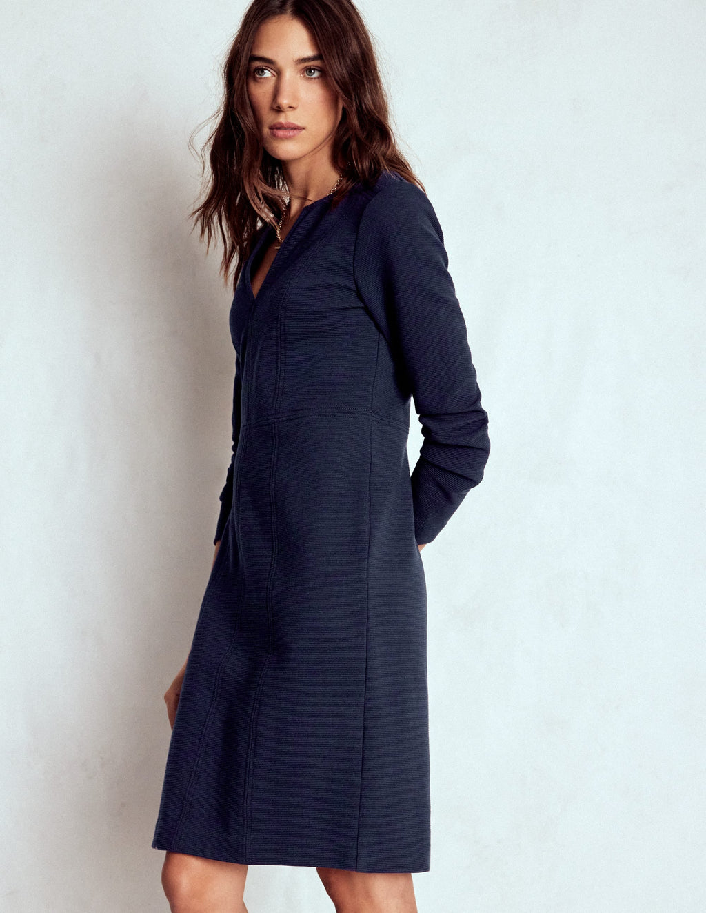 Colette Ottoman Shift Dress-Navy