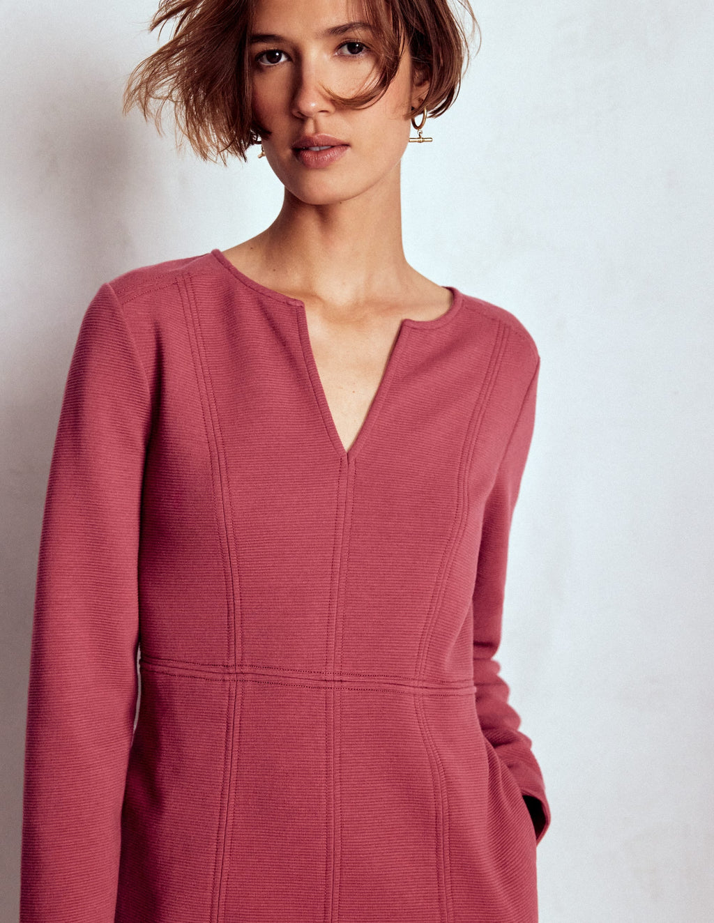 Colette Ottoman Shift Dress-Ruby Red