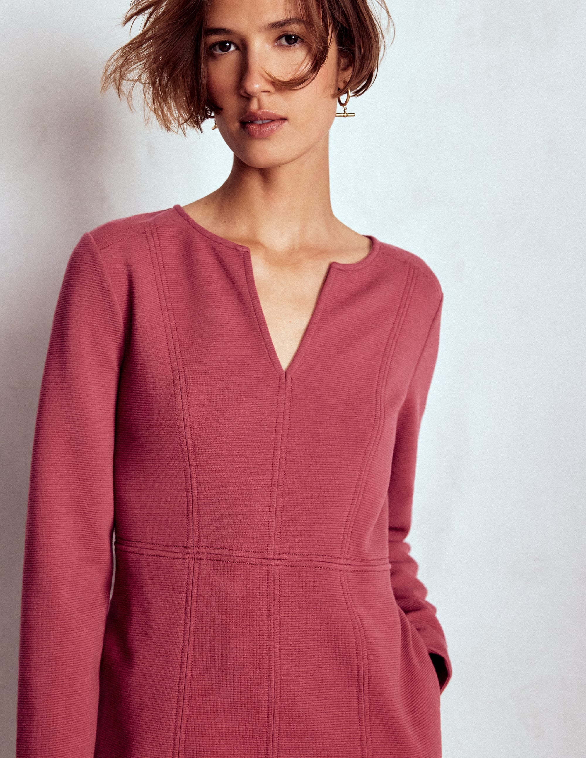 Colette Ottoman Shift Dress-Ruby Red