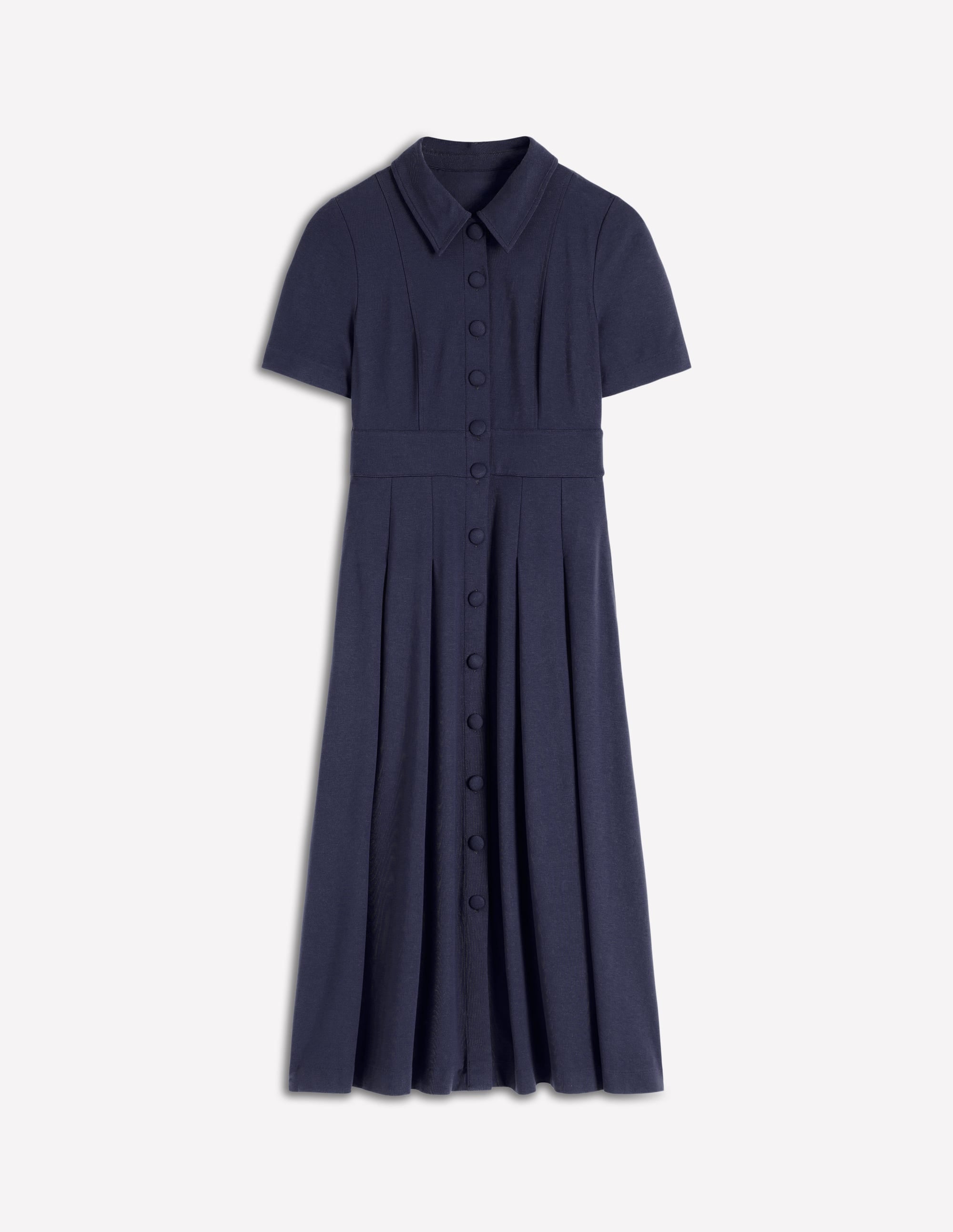 Bridget Ponte Shirt Dress-Navy