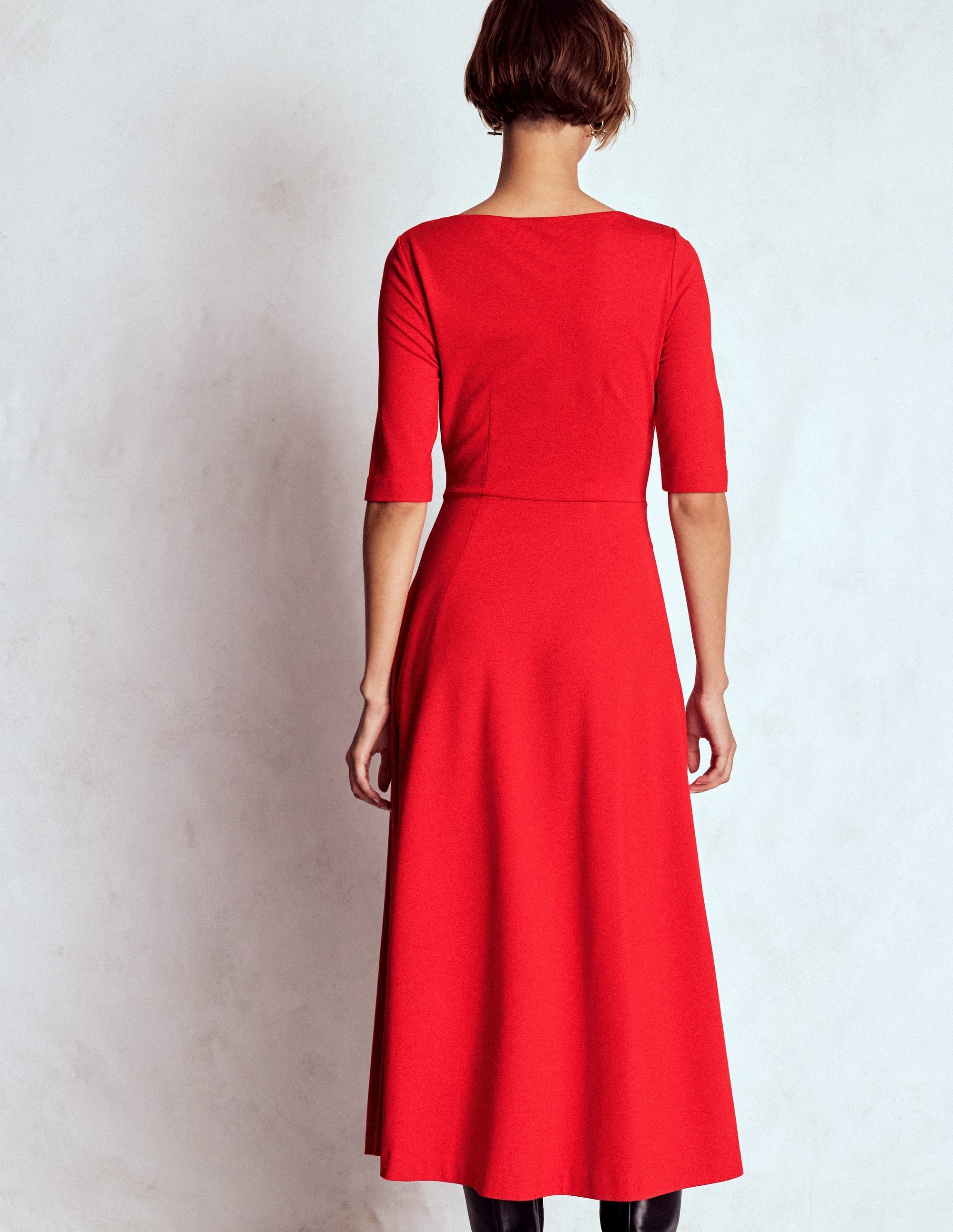 Mathilde Tie Waist Ponte Dress-Spicy Red