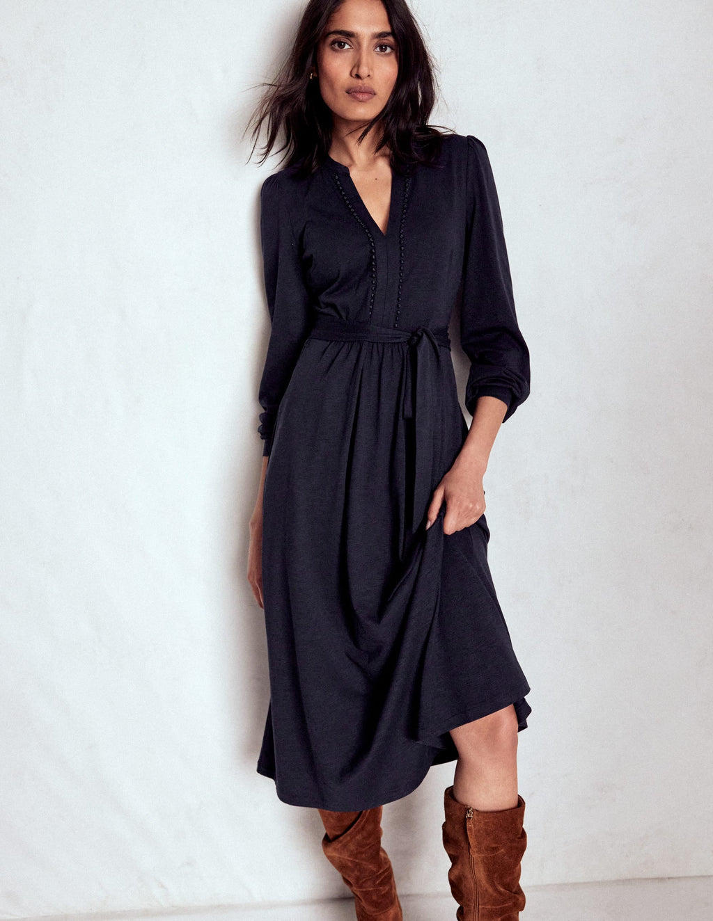 Naomi Long Sleeve Midi-Navy