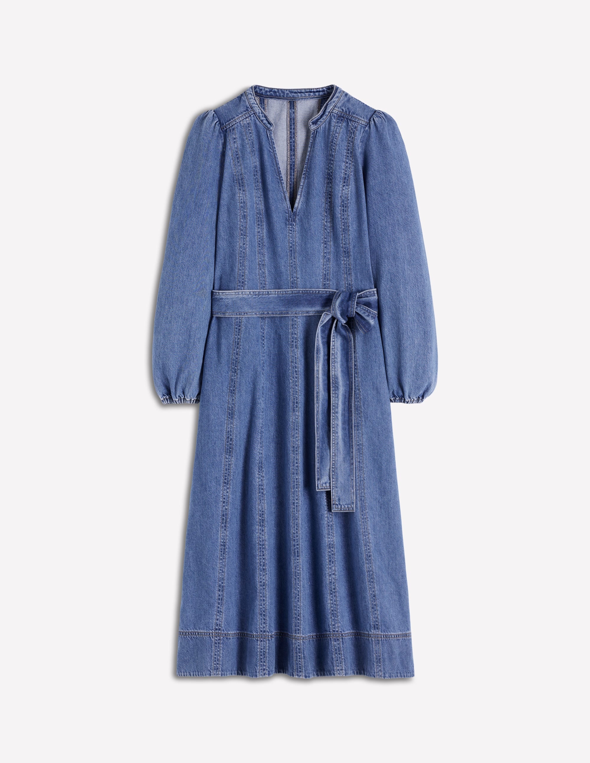 Flared Panel Denim Dress-Mid Vintage