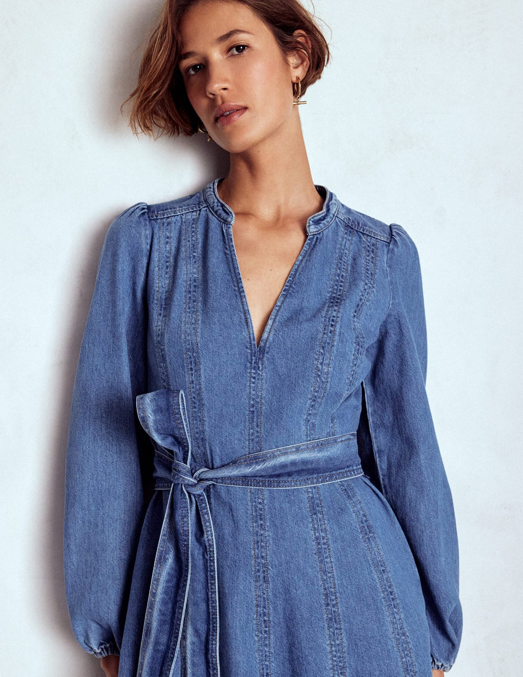 Flared Panel Denim Dress-Mid Vintage