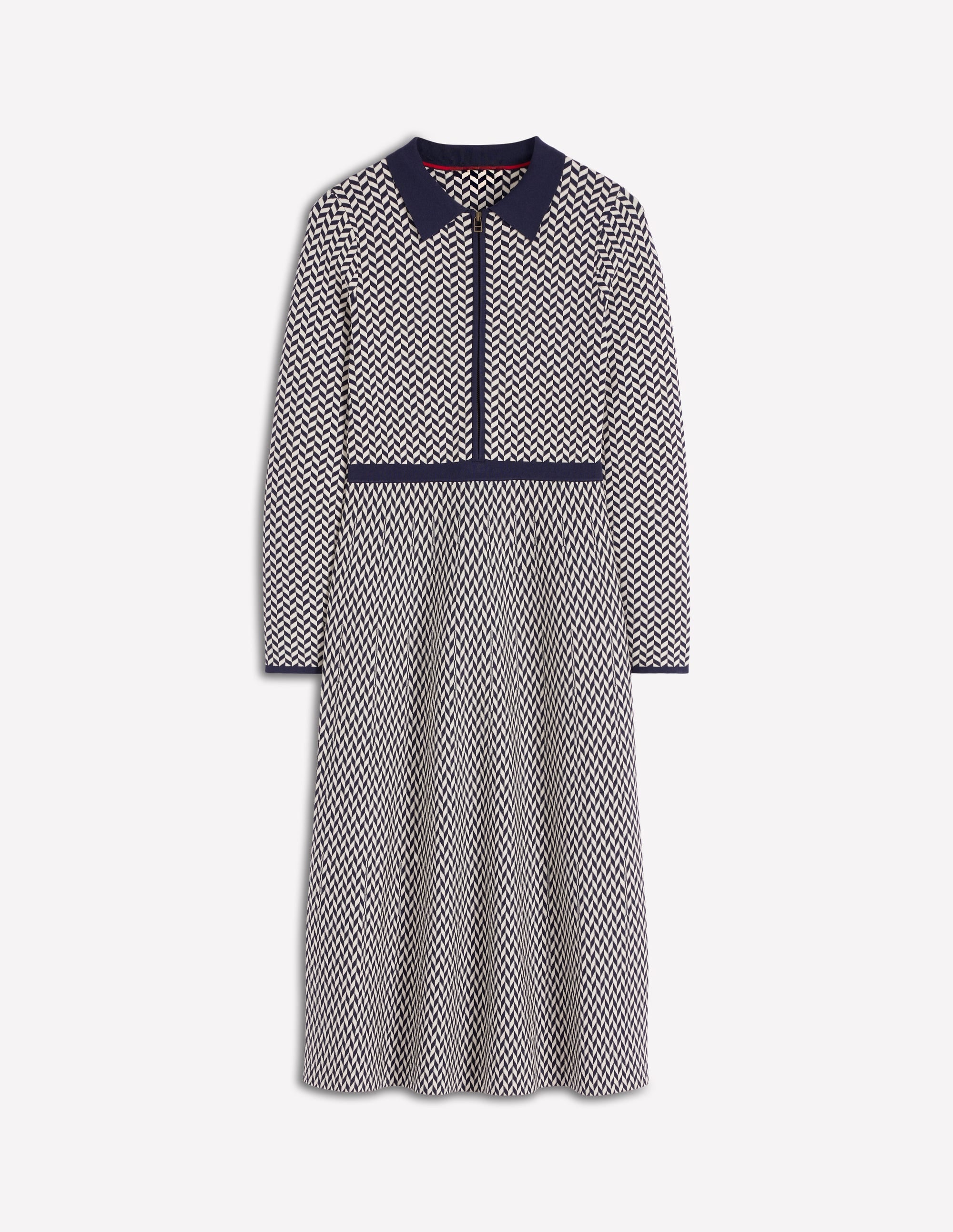 Fiona Chevron Knitted Dress-Chevron