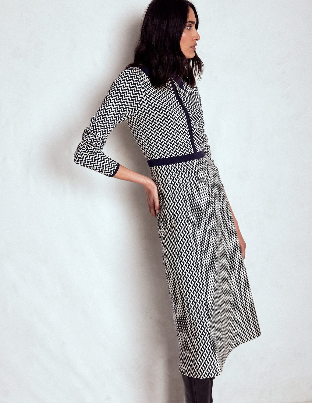 Fiona Chevron Knitted Dress-Chevron