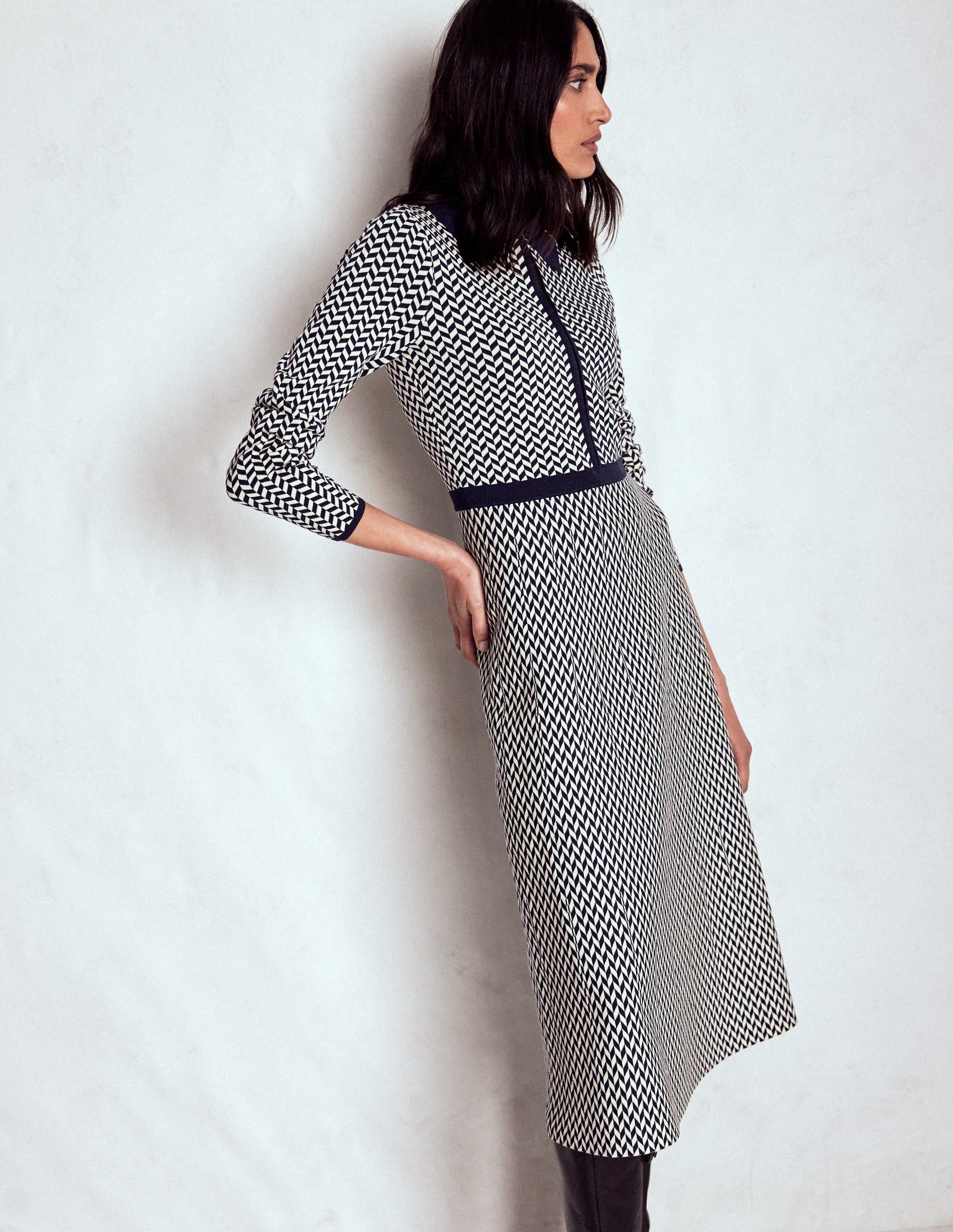 Fiona Chevron Knitted Dress-Chevron