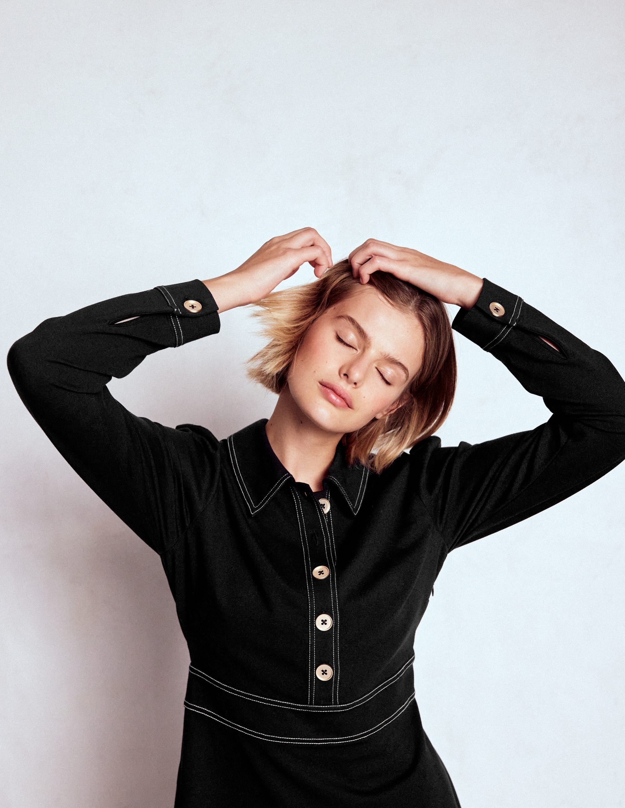 Nicolette Long Sleeve Dress-Black