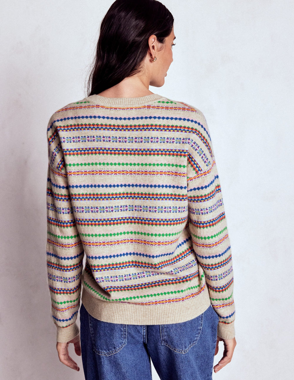 Lydia Cashmere Jumper-Oatmeal Melange Fair Isle
