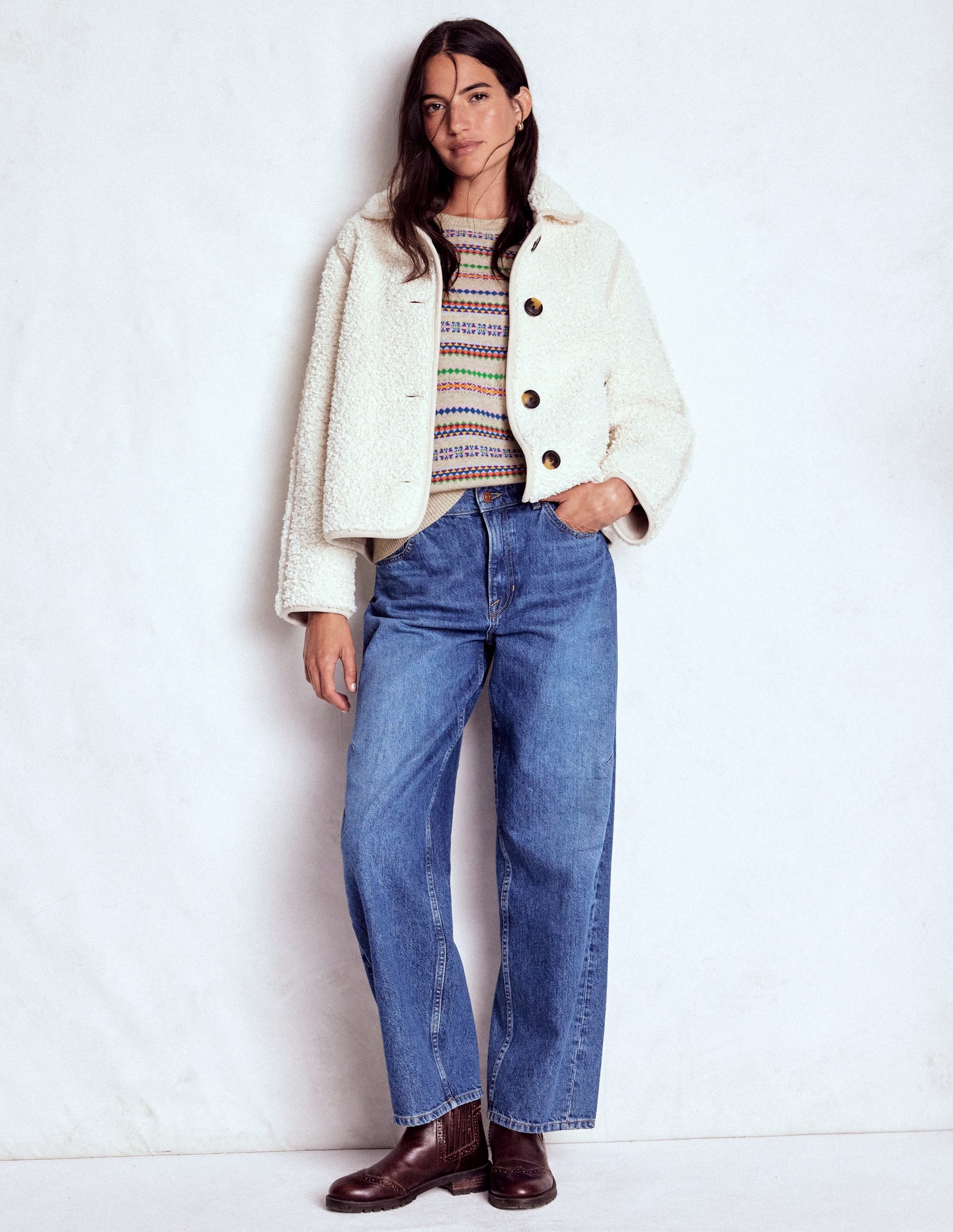 Lydia Cashmere Jumper-Oatmeal Melange Fair Isle