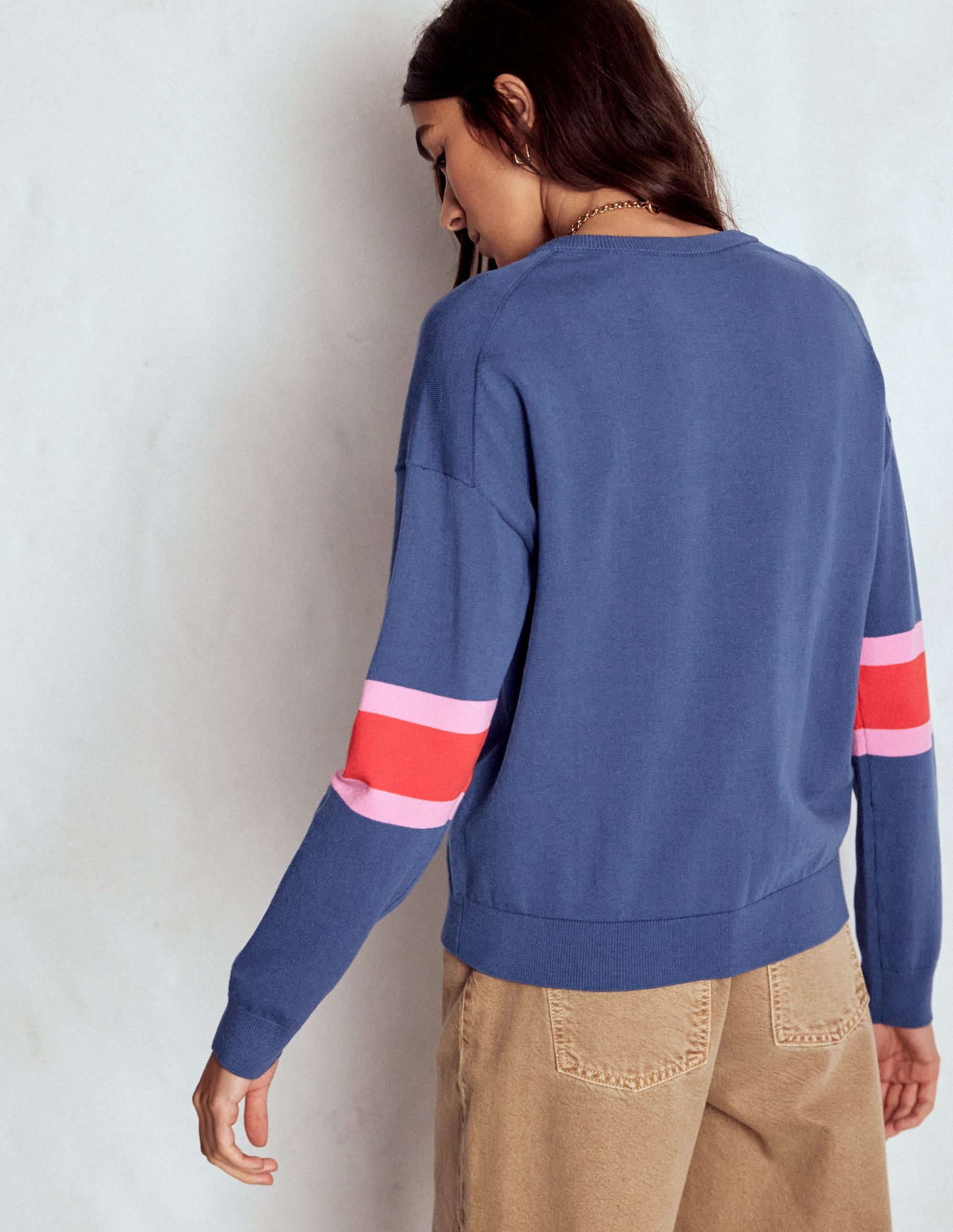 Lara Relaxed Cotton Cardigan-Denim Blue