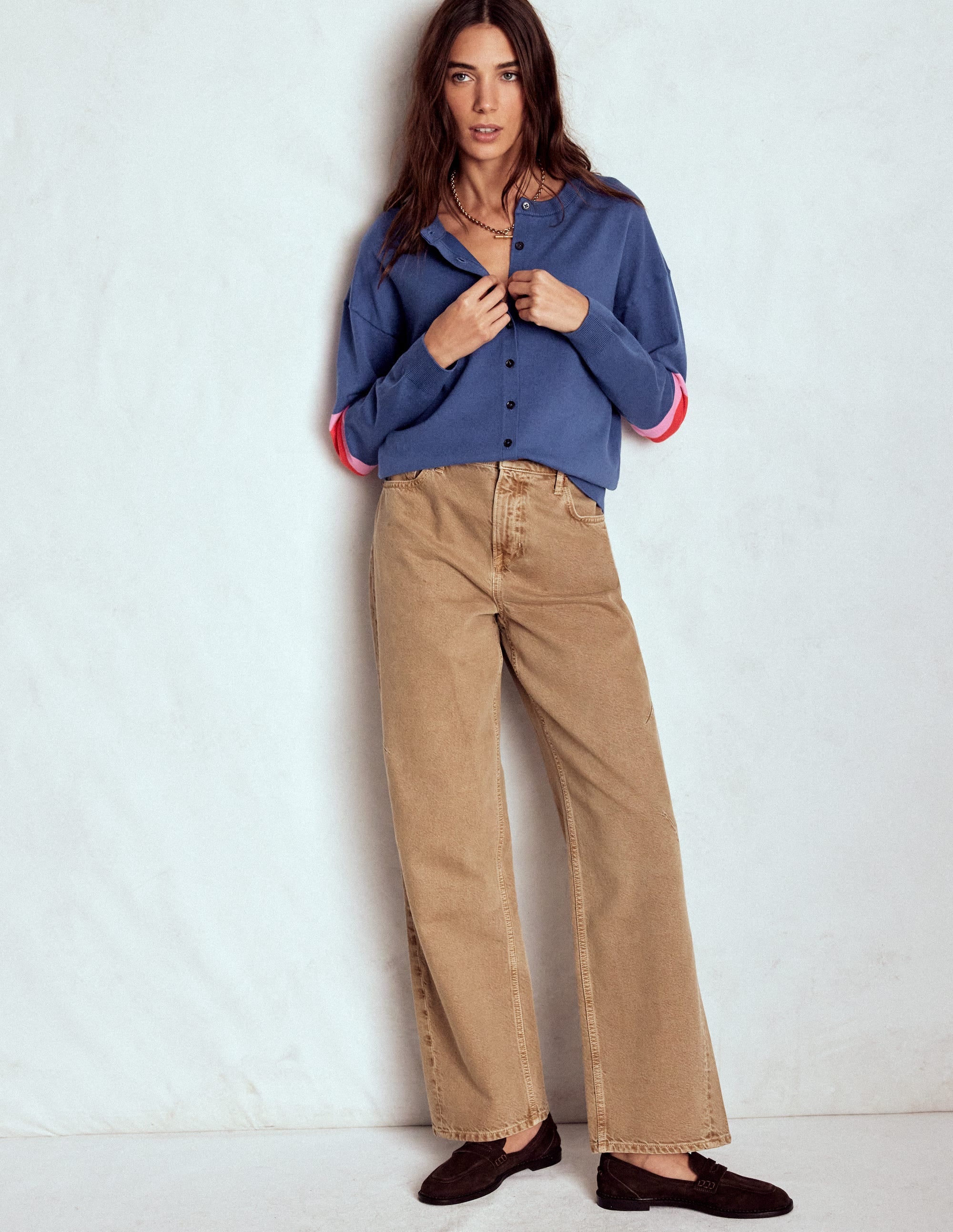 Lara Relaxed Cotton Cardigan-Denim Blue