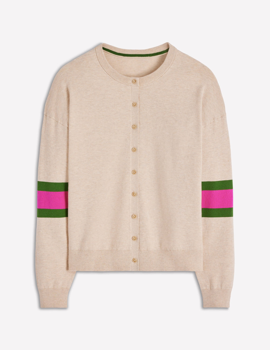 Lara Relaxed Cotton Cardigan-Oatmeal Melange