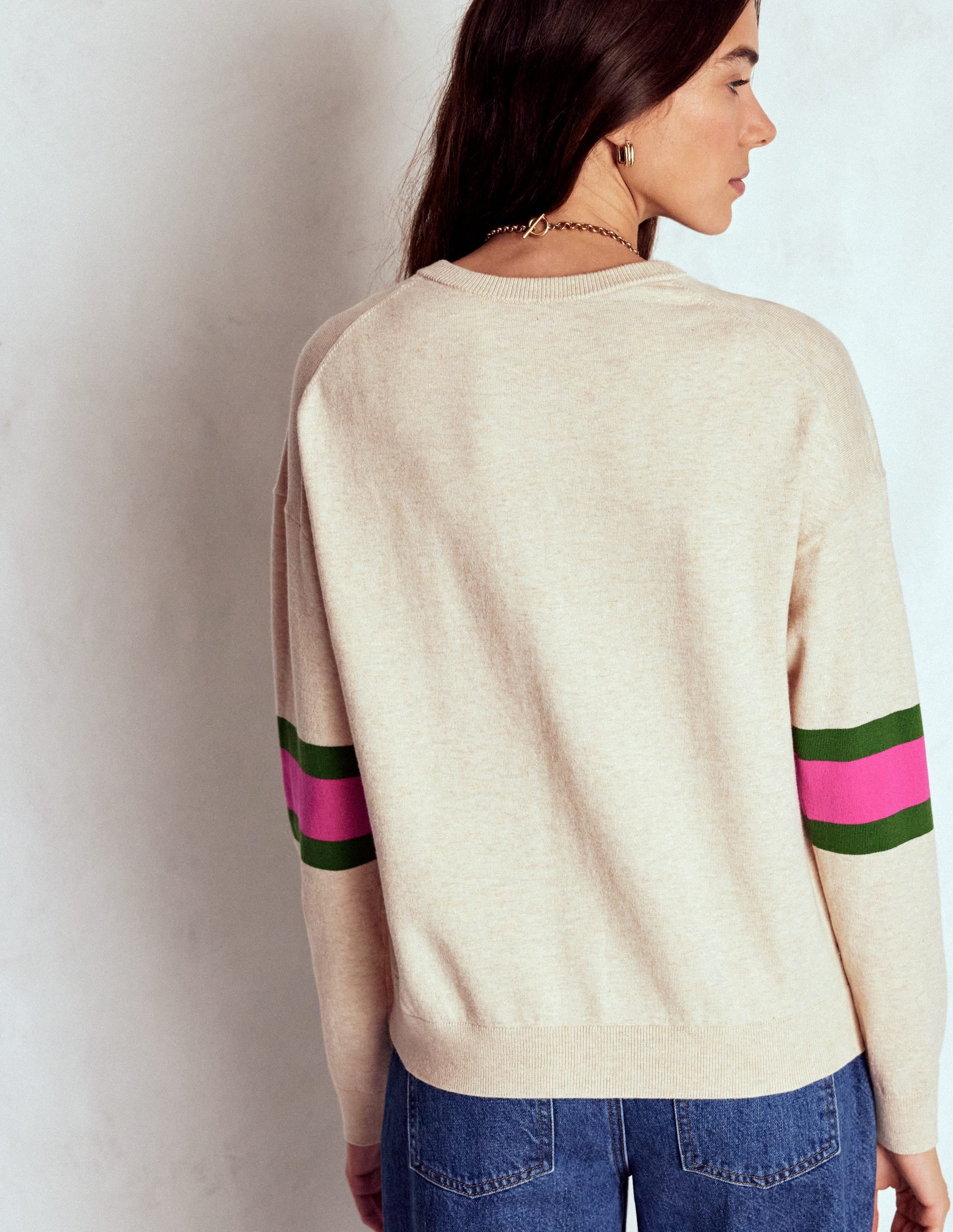 Lara Relaxed Cotton Cardigan-Oatmeal Melange