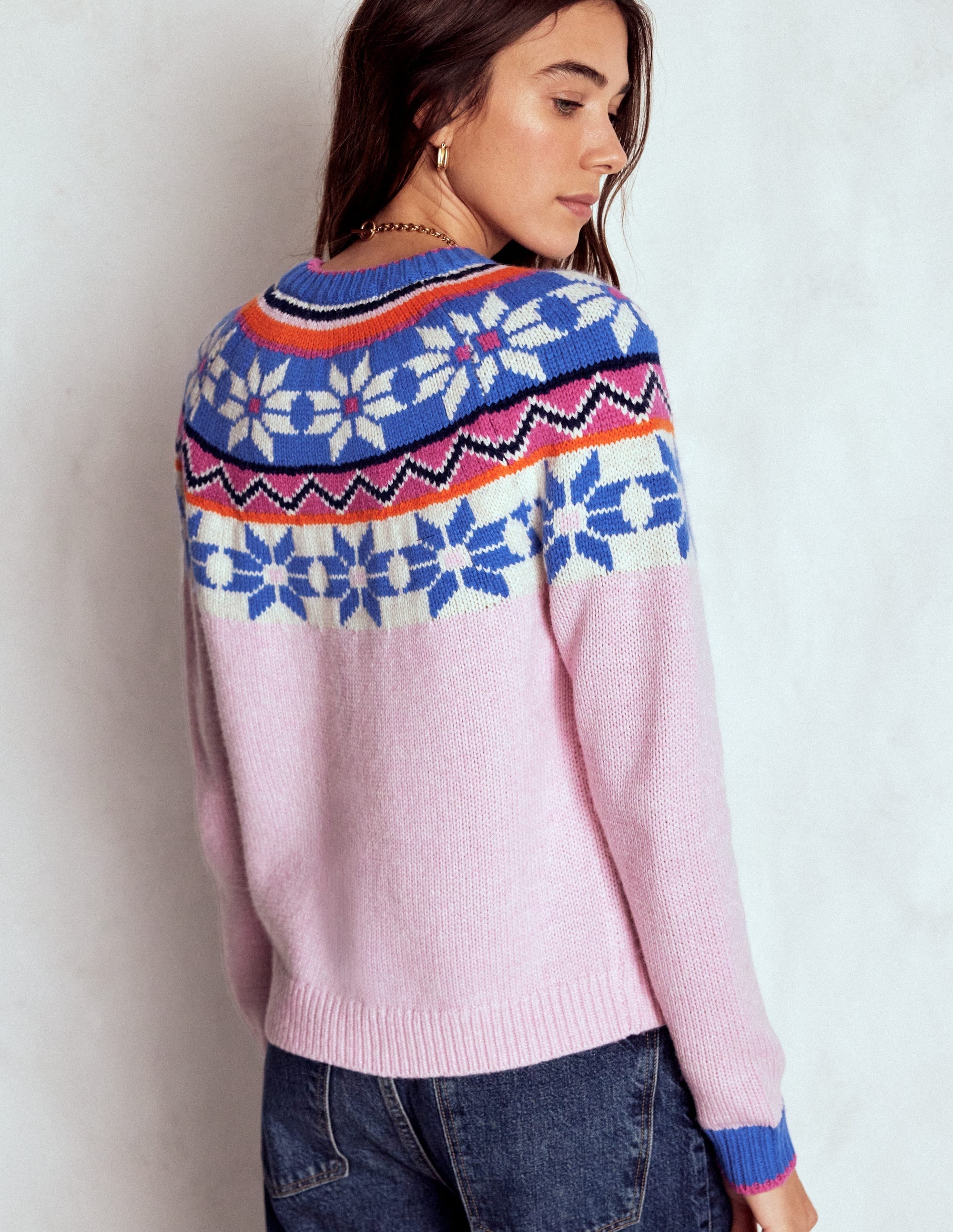 Eleanor Fair Isle Sweater-Meadowsweet Pink