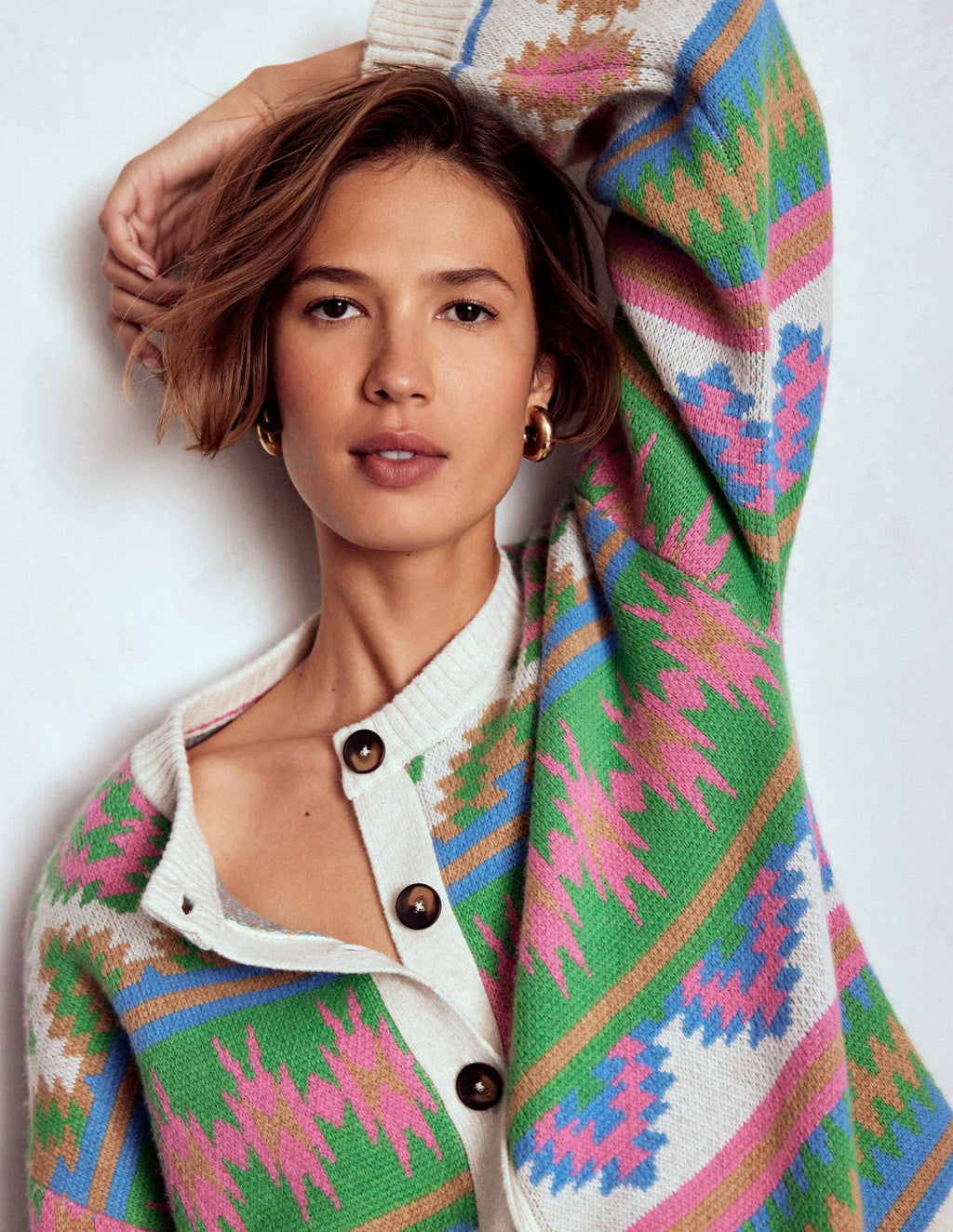 Abi Jacquard Cardigan-Multi Aztec