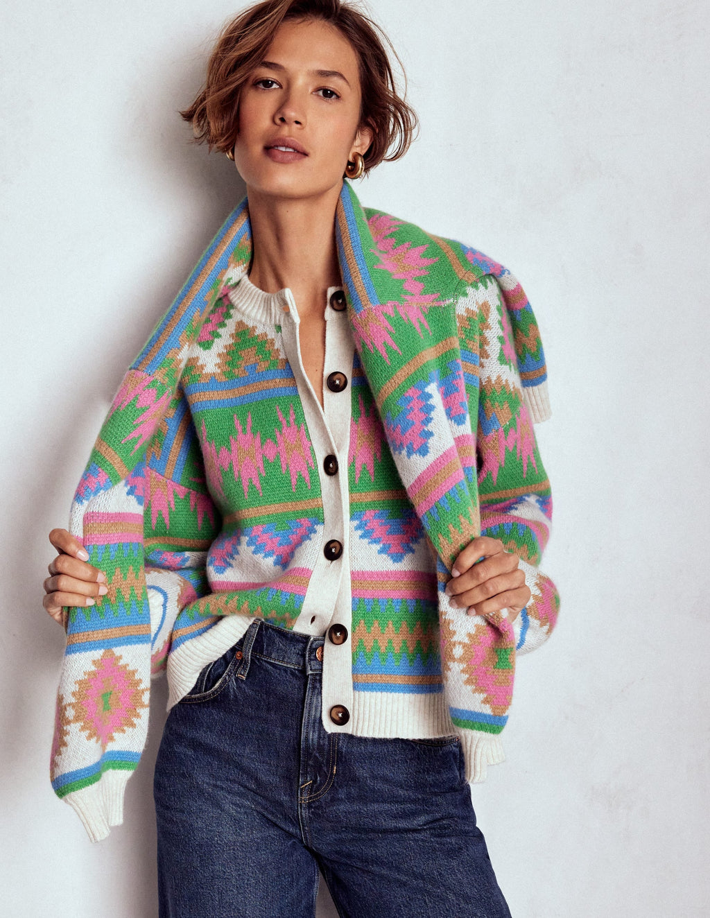 Abi Jacquard Cardigan-Multi Aztec