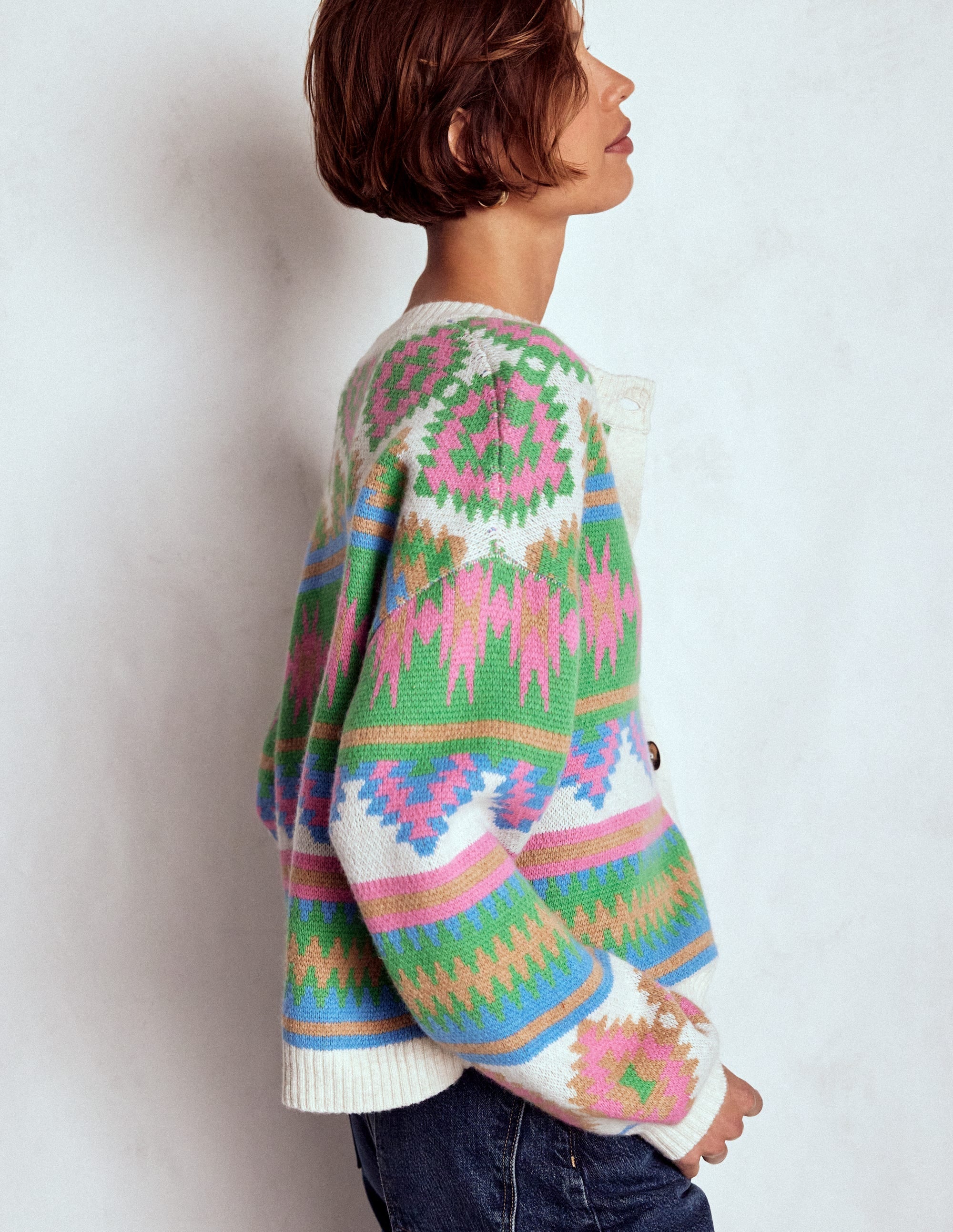 Abi Jacquard Cardigan-Multi Aztec