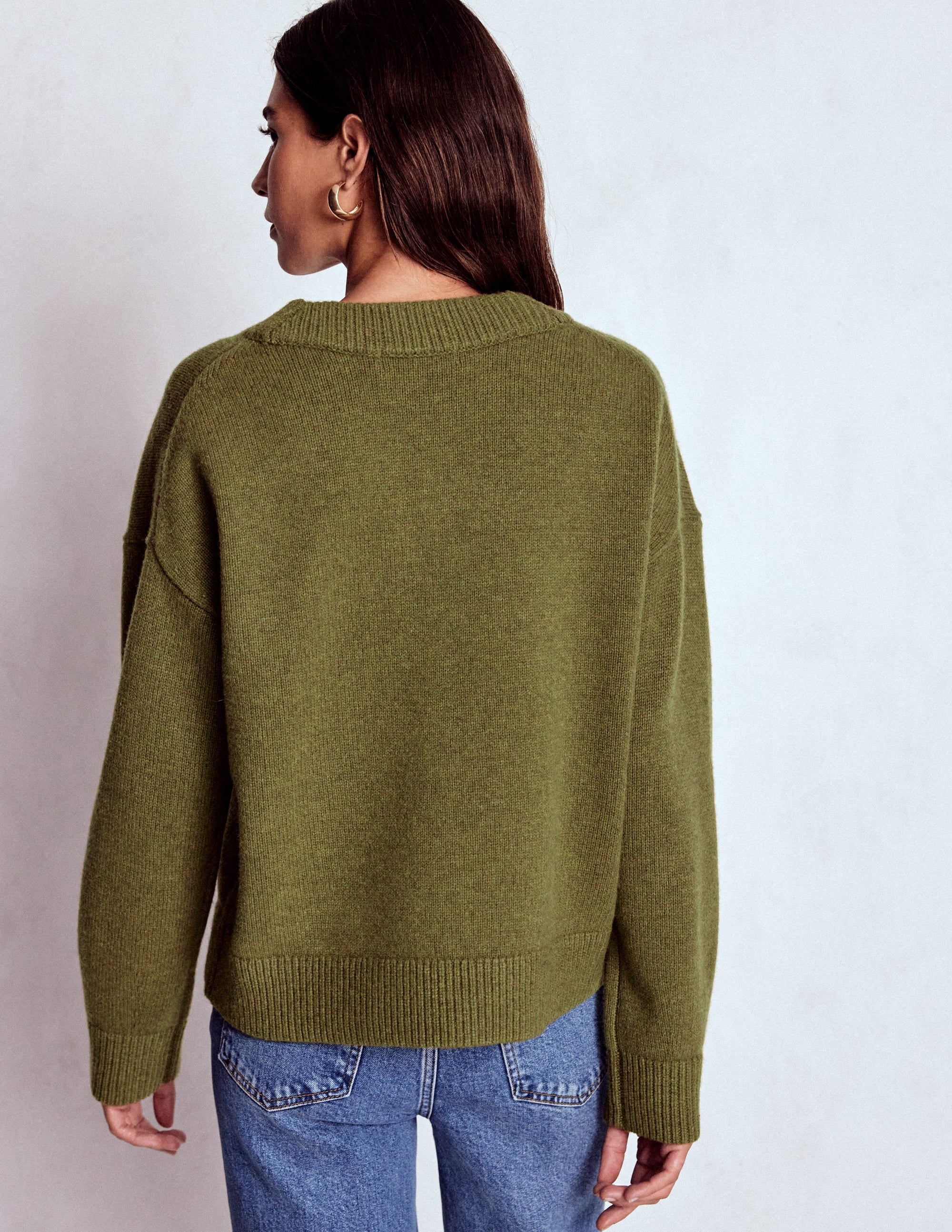 Marion Merino V-neck Sweater-Promenade Green Melange