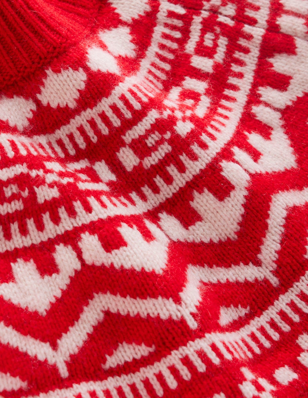 Marion Merino Rib Neck Sweater-Poppy Red Fair Isle