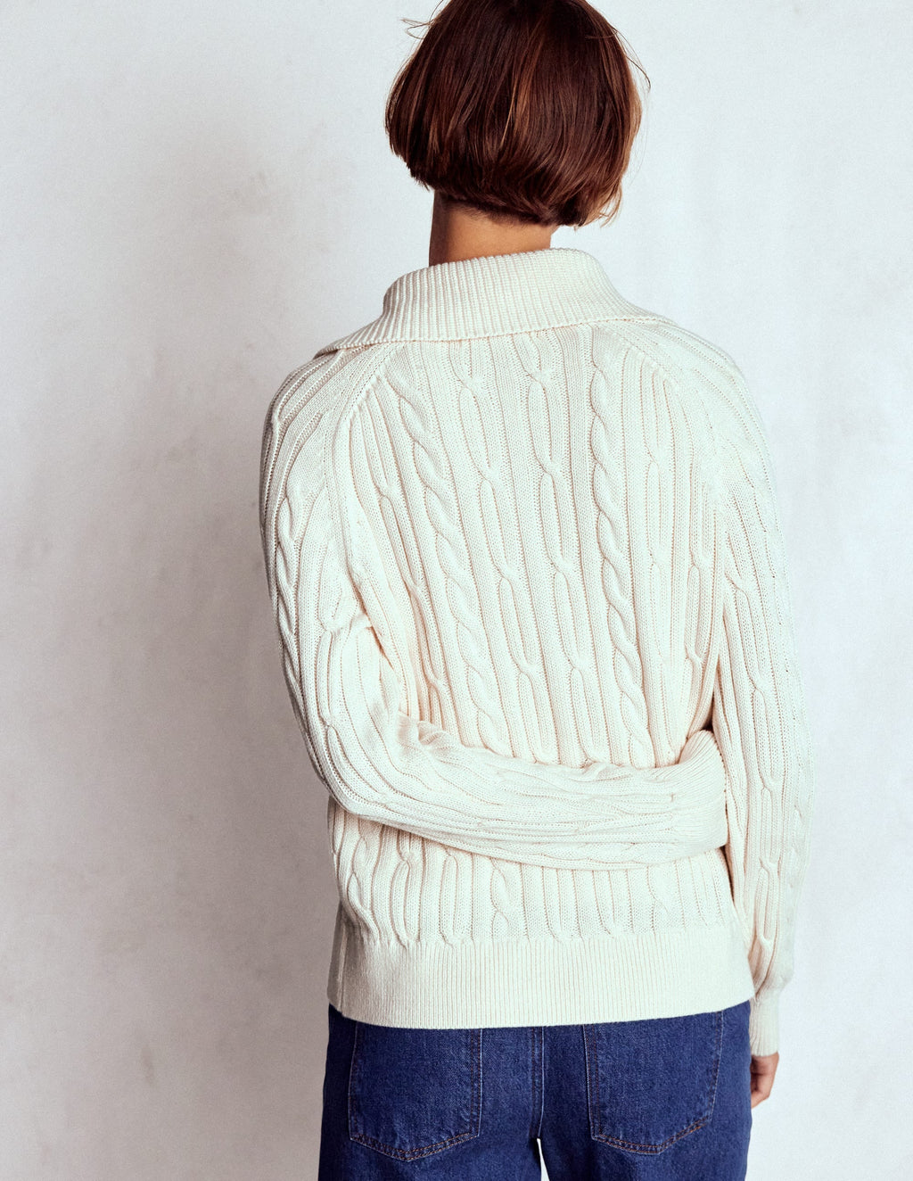 Lucy Half-zip Sweater-Warm Ivory Cable