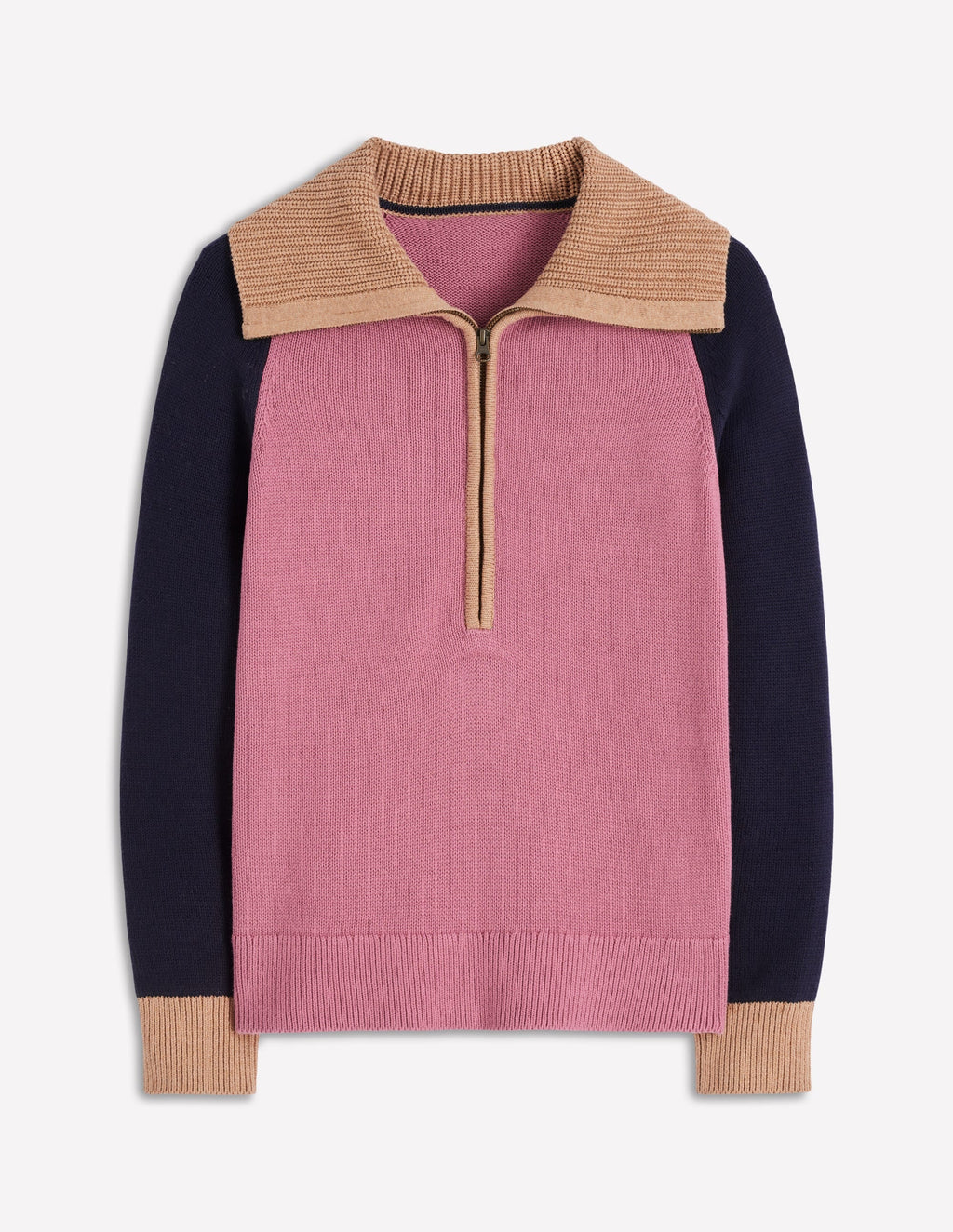 Lucy Half-zip Sweater-Pink Heather, Navy