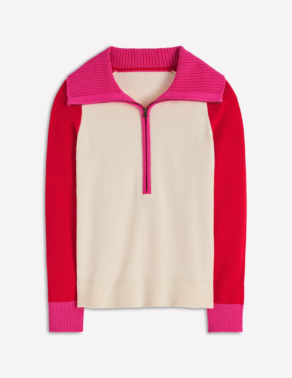 Lucy Half-zip Sweater-Warm Ivory, Red