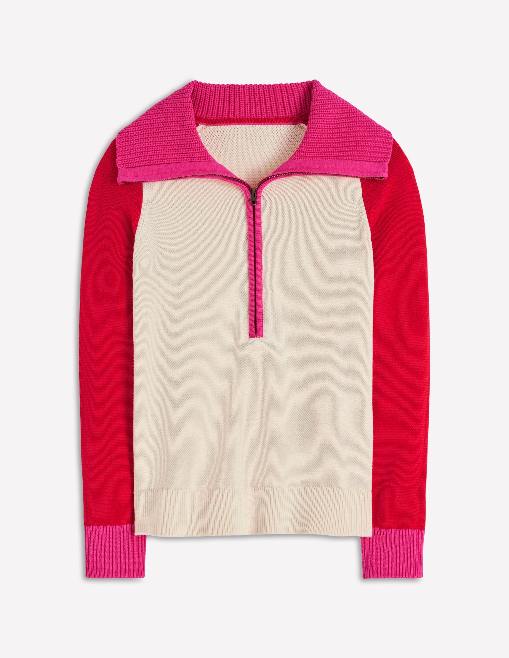 Lucy Half-zip Sweater-Warm Ivory, Red