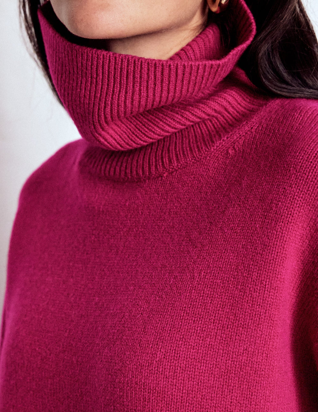 Polly Merino Roll Neck Sweater-Sorbet Pink
