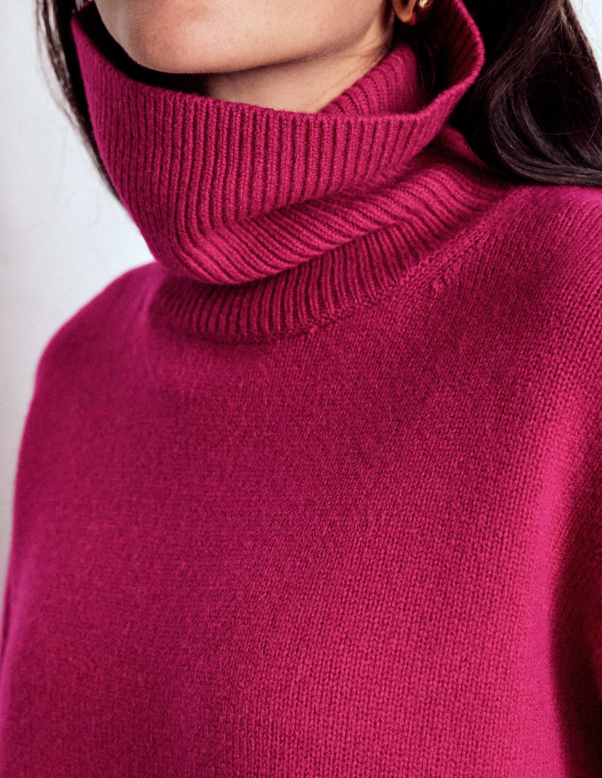 Polly Merino Roll Neck Sweater-Sorbet Pink