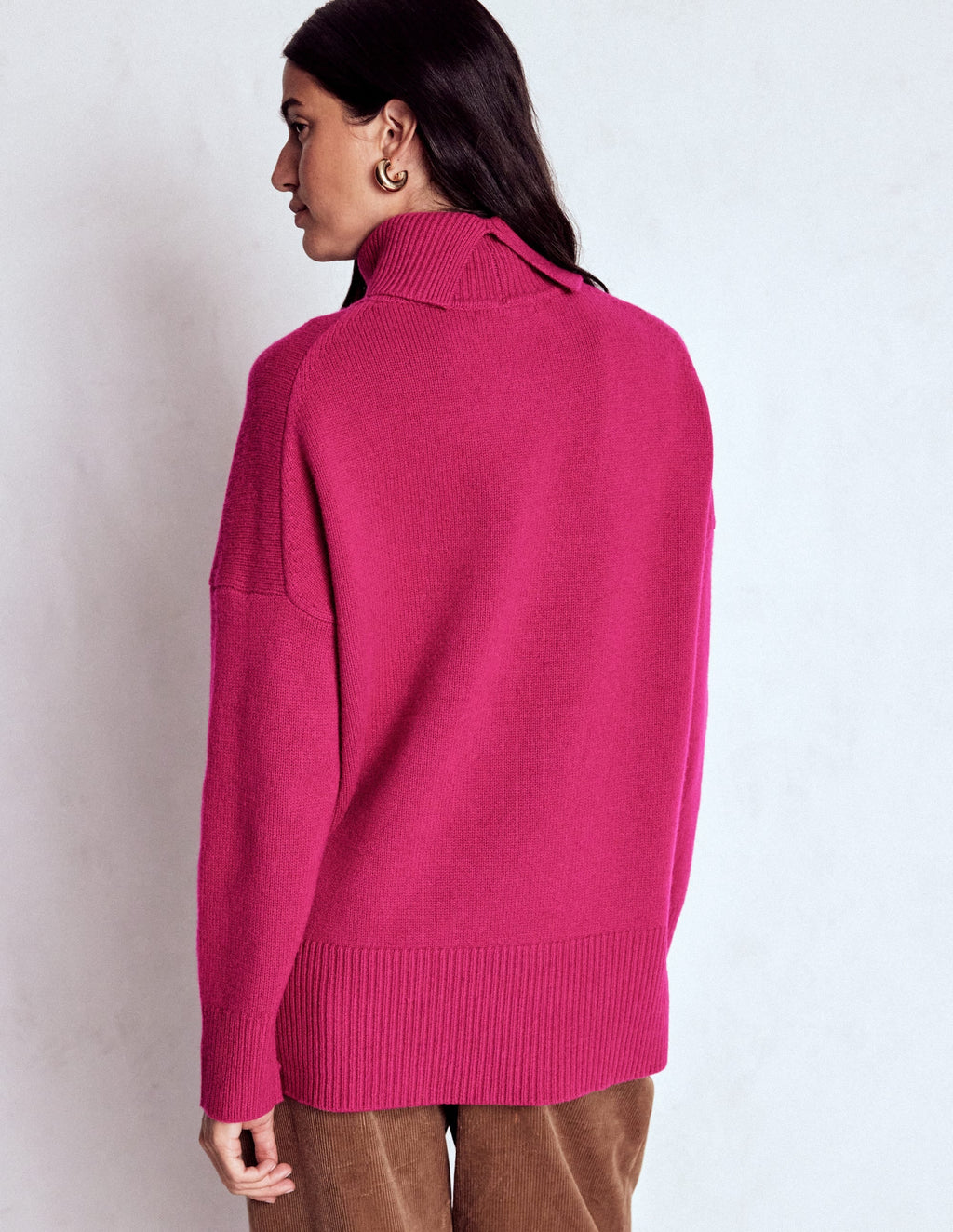Polly Merino Roll Neck Sweater-Sorbet Pink
