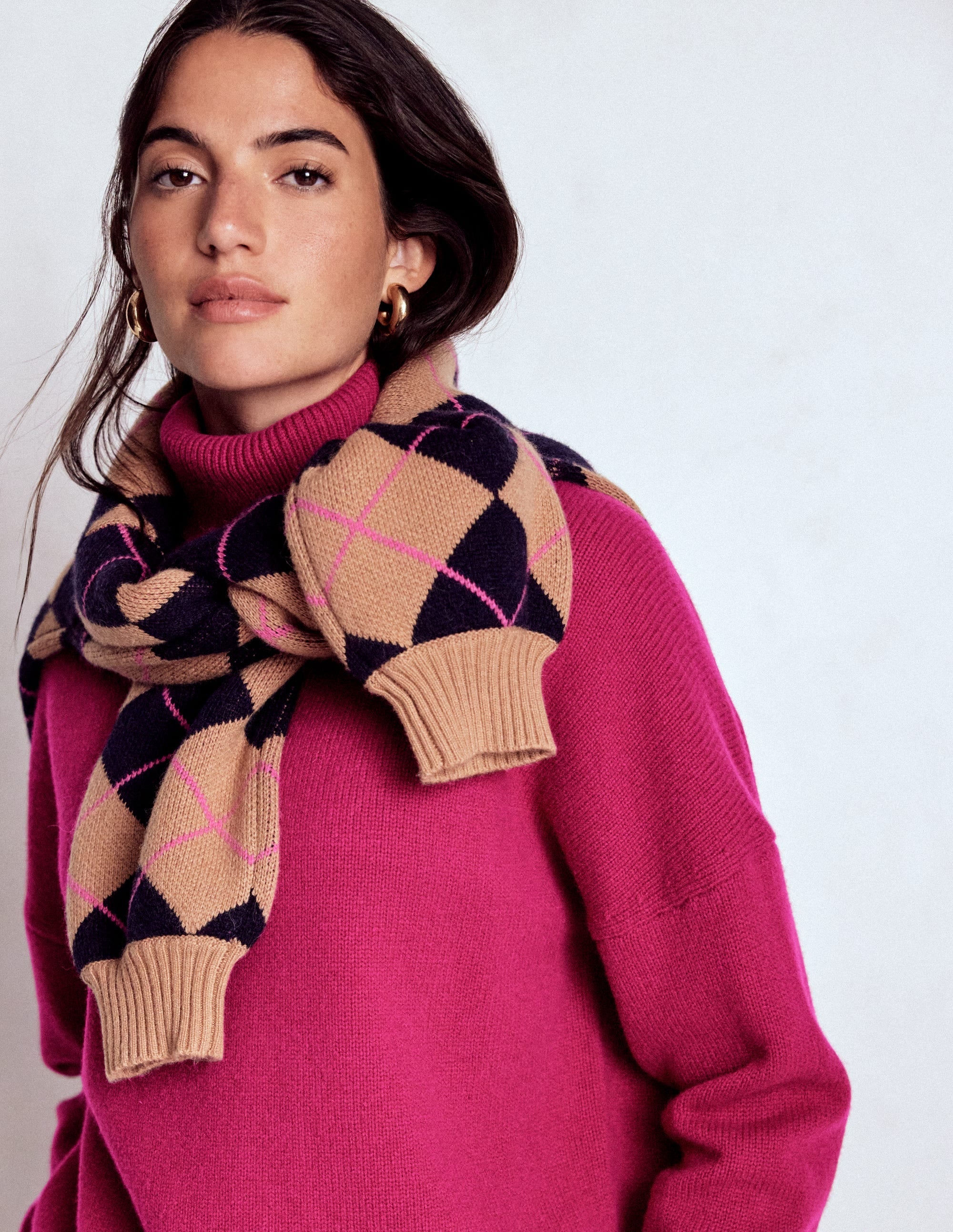 Polly Merino Roll Neck Sweater-Sorbet Pink