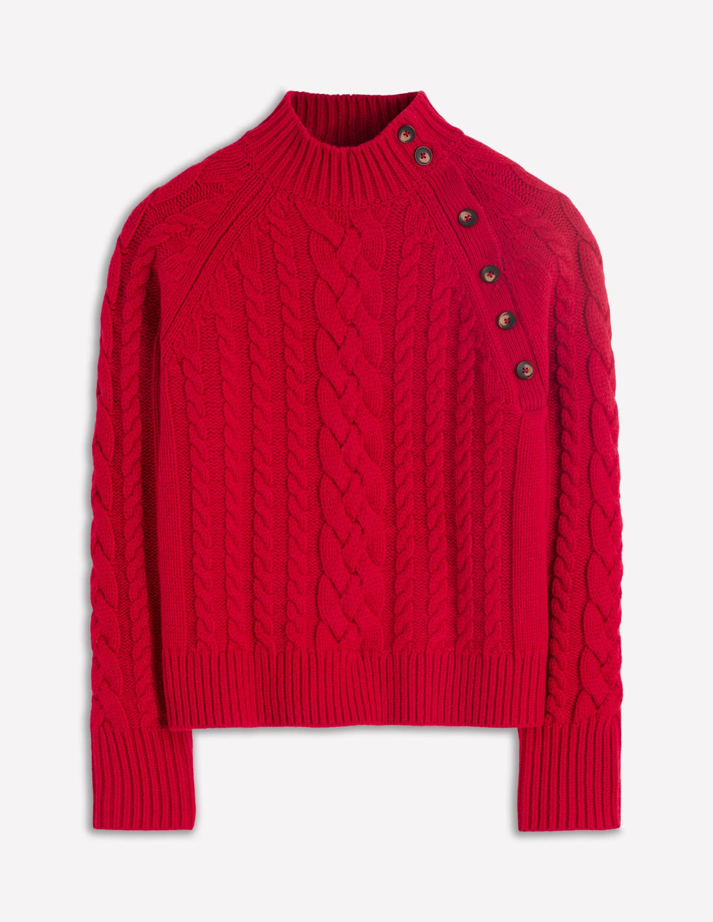 Amara Merino Cable Sweater-Carmine Red