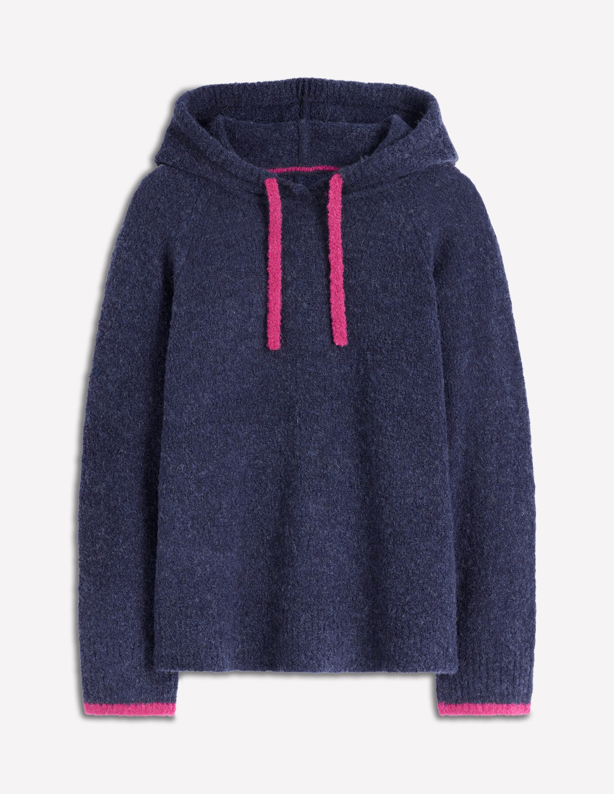 Bouclé Raglan Hoody-Navy