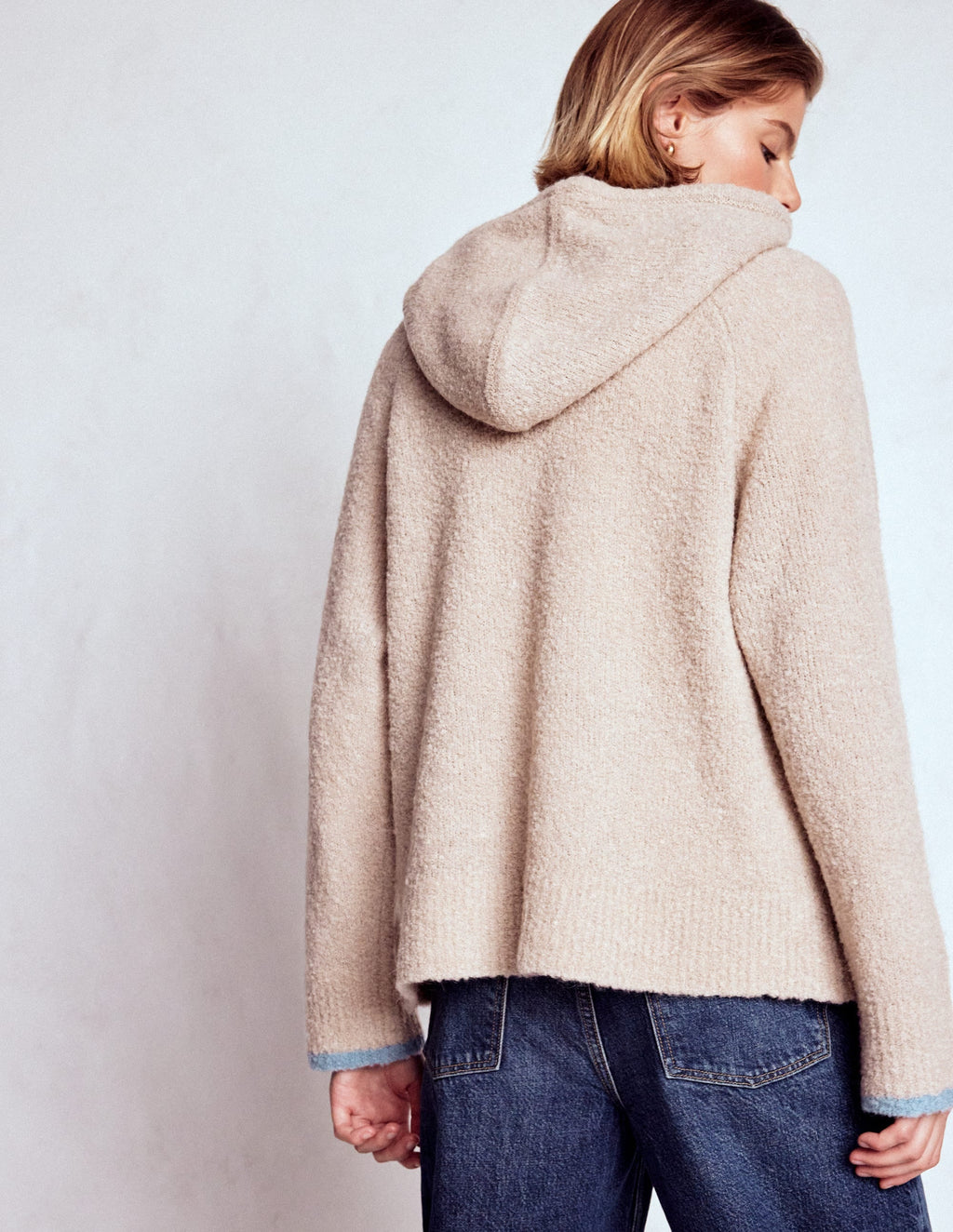 Bouclé Raglan Hoody-Chinchilla Melange