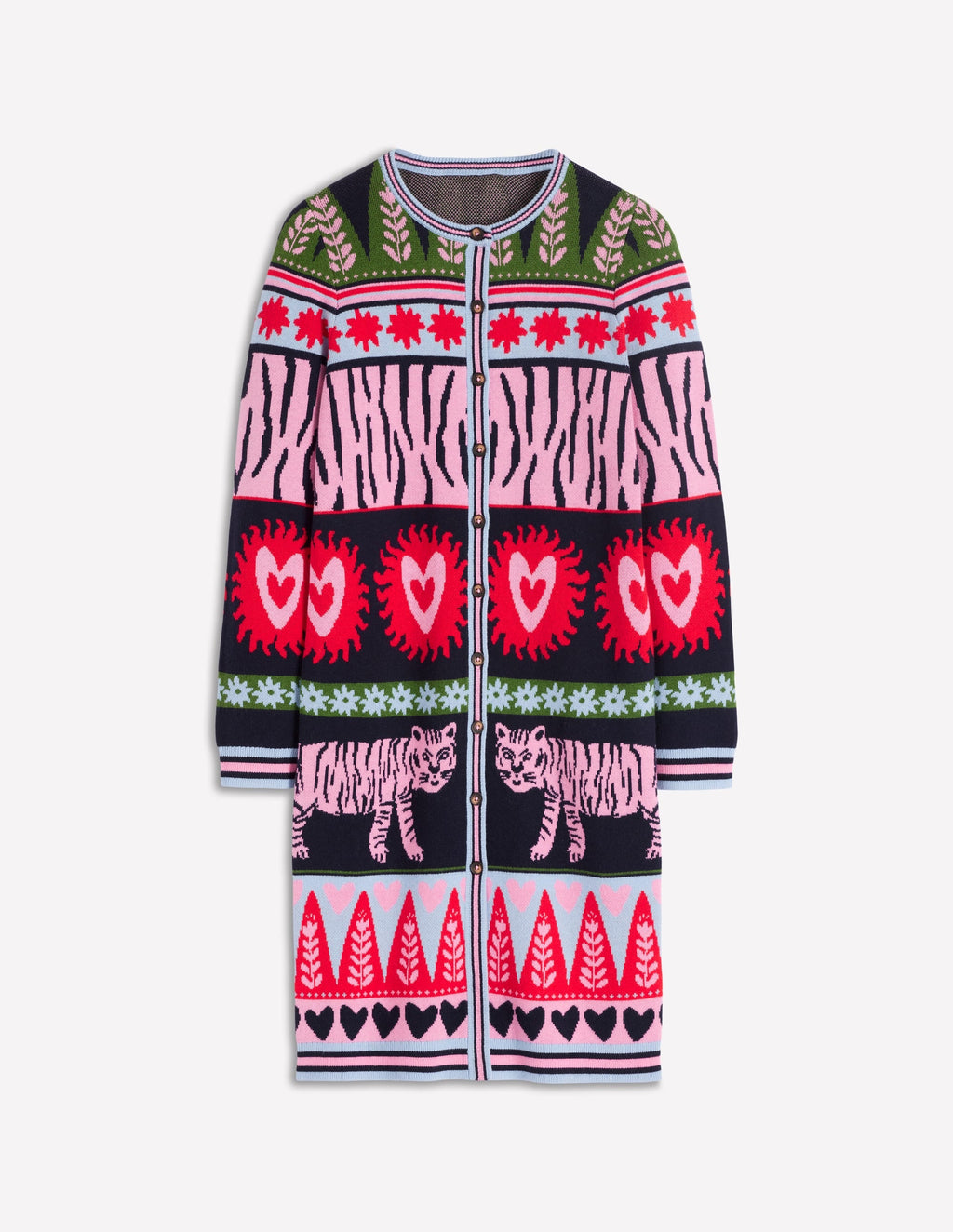 Long Jacquard Cardigan-Navy Tigers