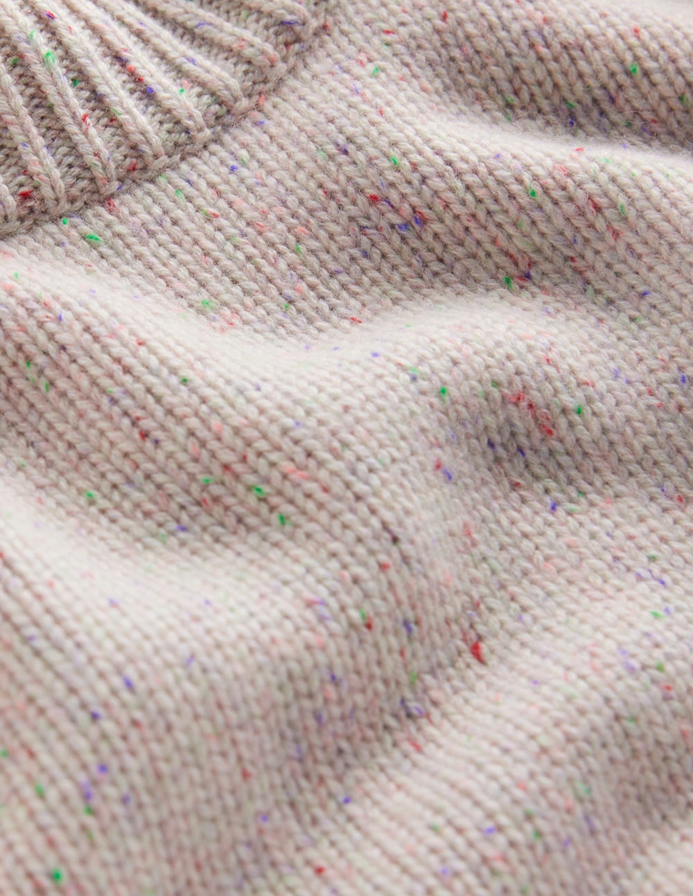 Chunky Crop Cashmere Sweater-Ivory, Multi Neps