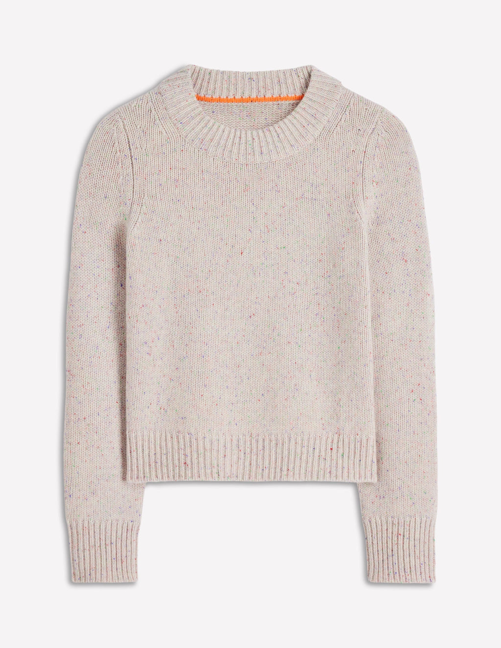 Chunky Crop Cashmere Sweater-Ivory, Multi Neps