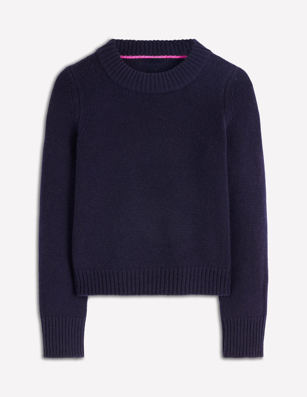 Chunky Crop Cashmere Sweater-Navy