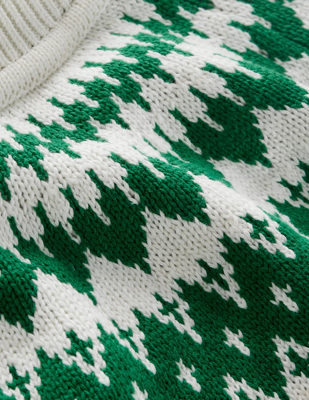 Bianca Cotton Ribbed Sweater-Warm Ivory Fair Isle