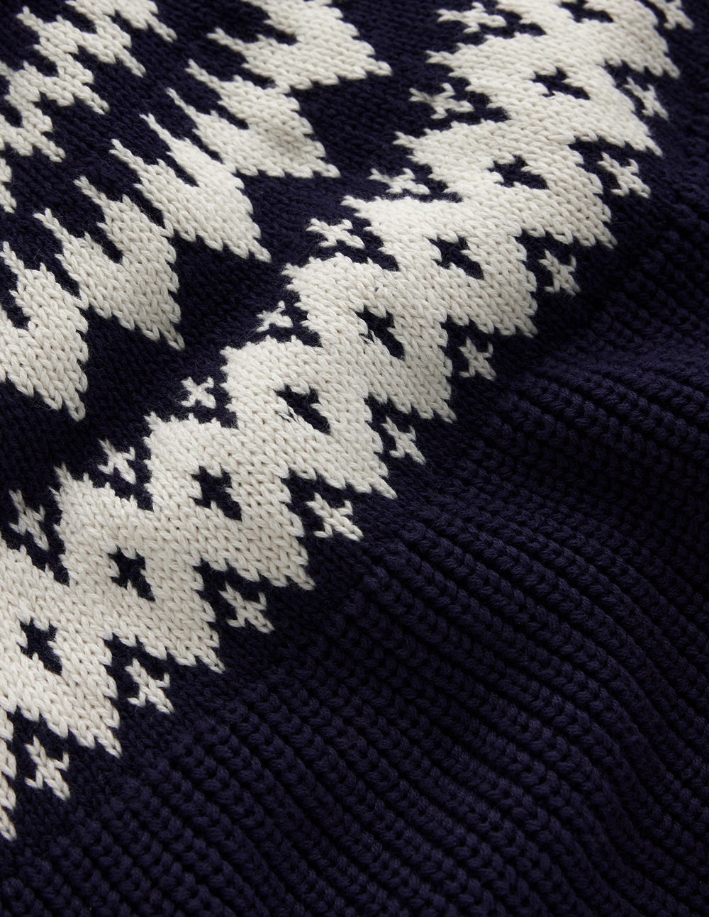 Bianca Cotton Ribbed Sweater-Navy Fair Isle