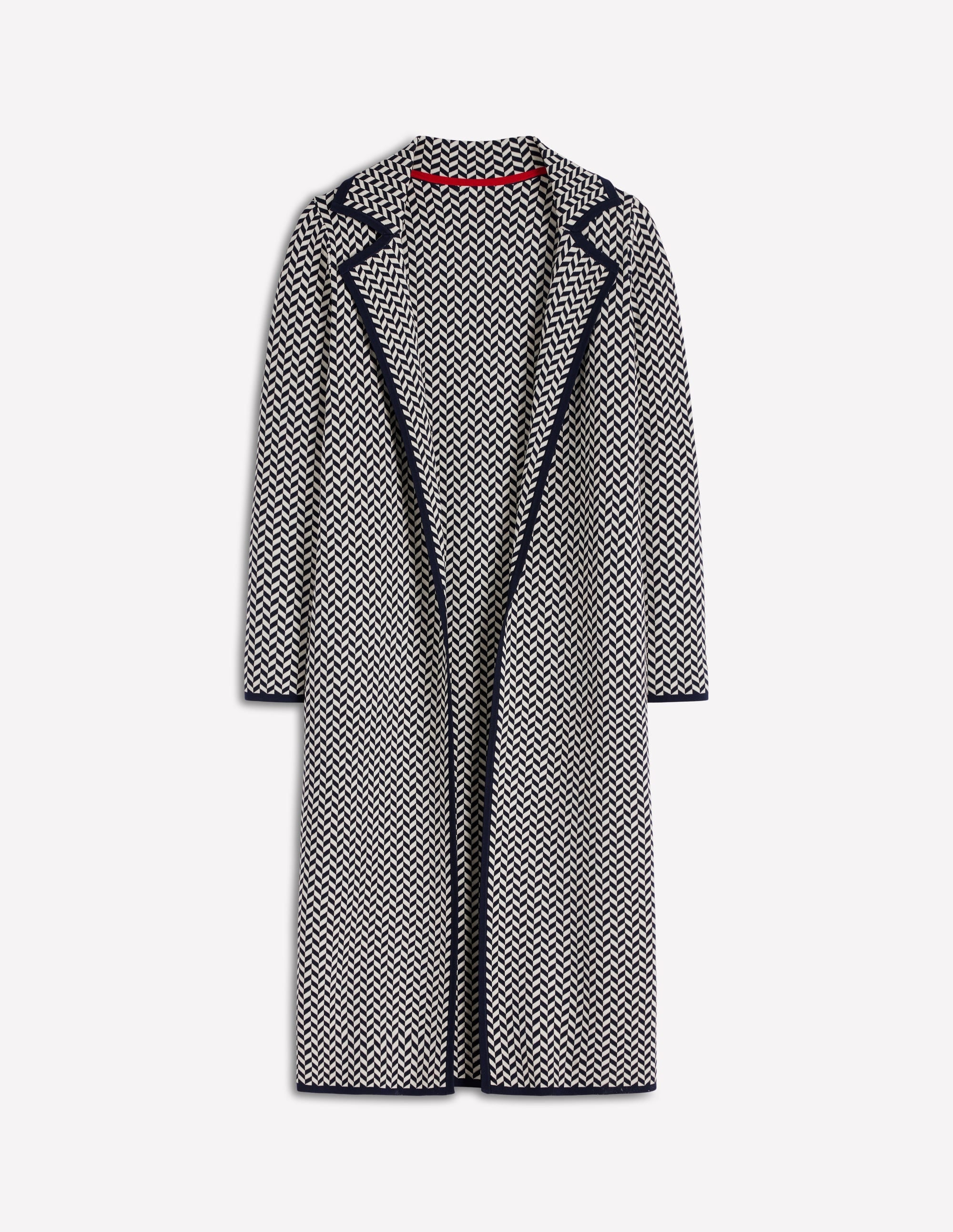 Jacquard Coatigan-Navy/ Ivory Dogtooth