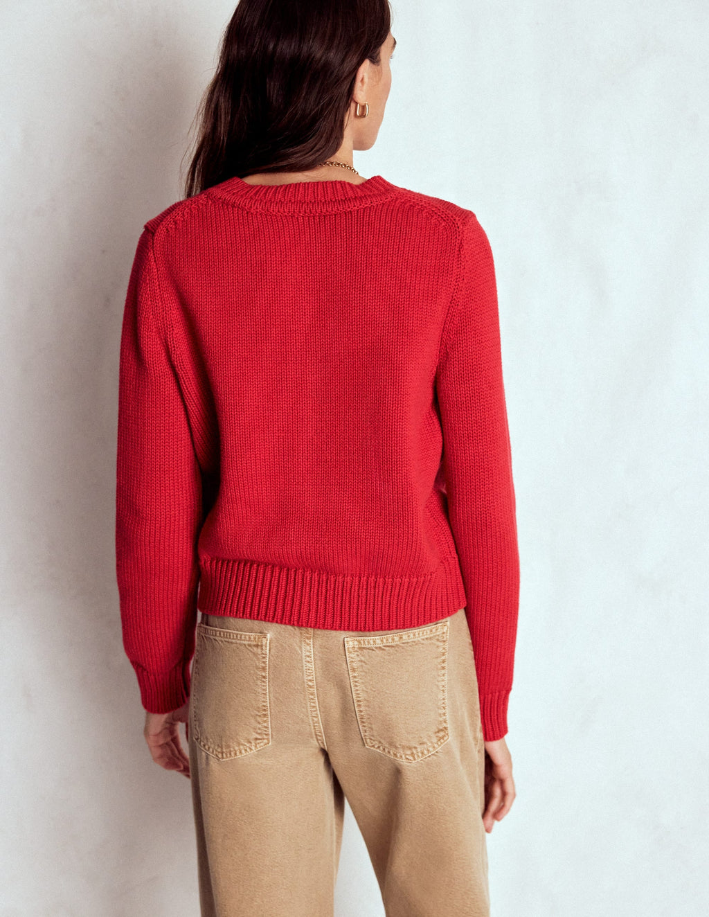 Lucy Chunky Cotton Cardigan-Merida Red