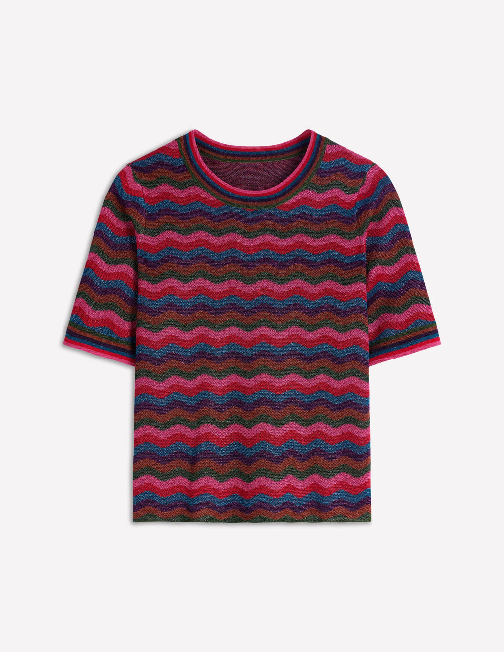 Jacquard Knitted T-Shirt-Multi
