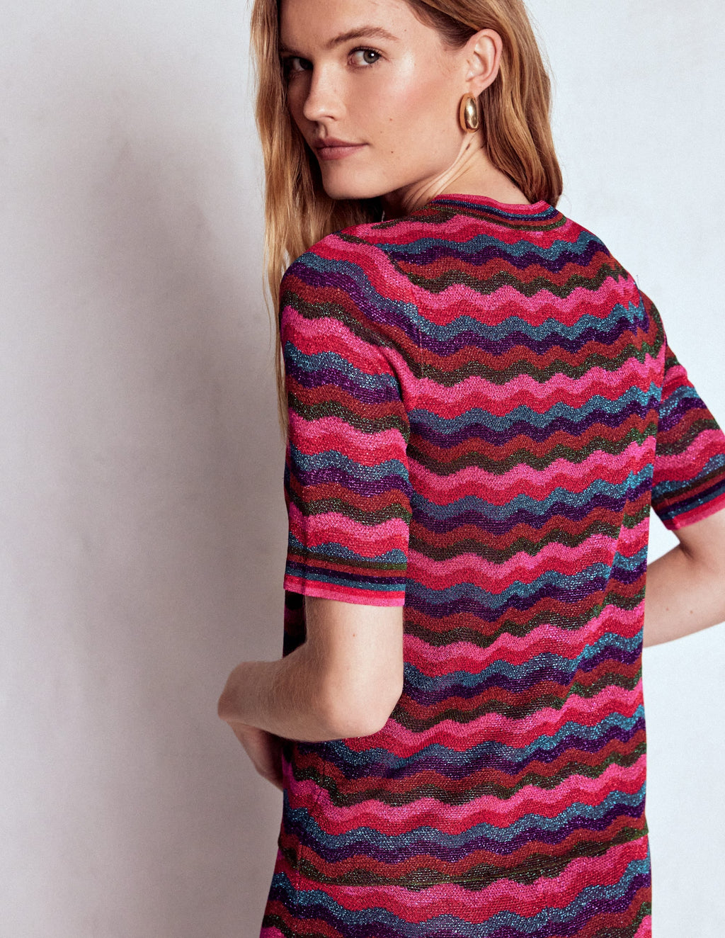 Jacquard Knitted T-Shirt-Multi