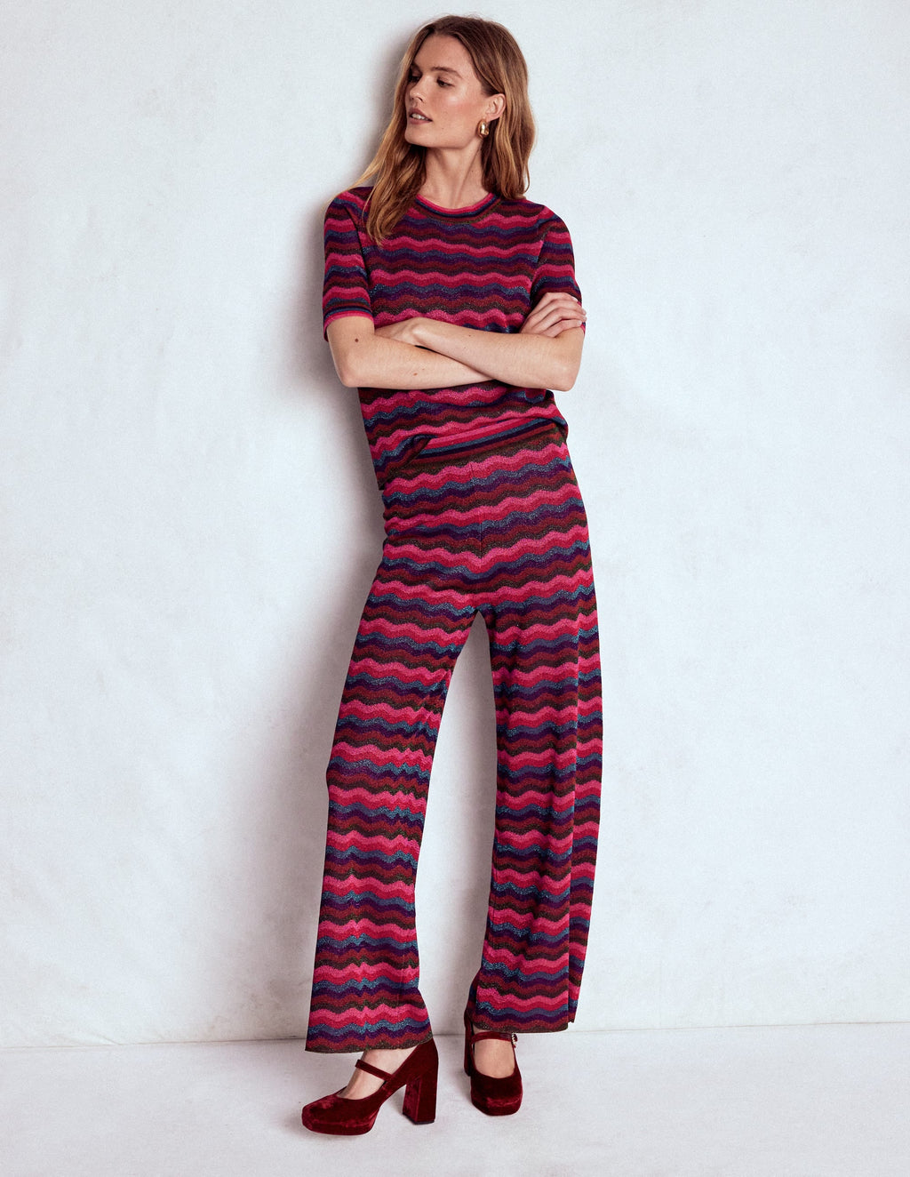 Jacquard Knitted T-Shirt-Multi