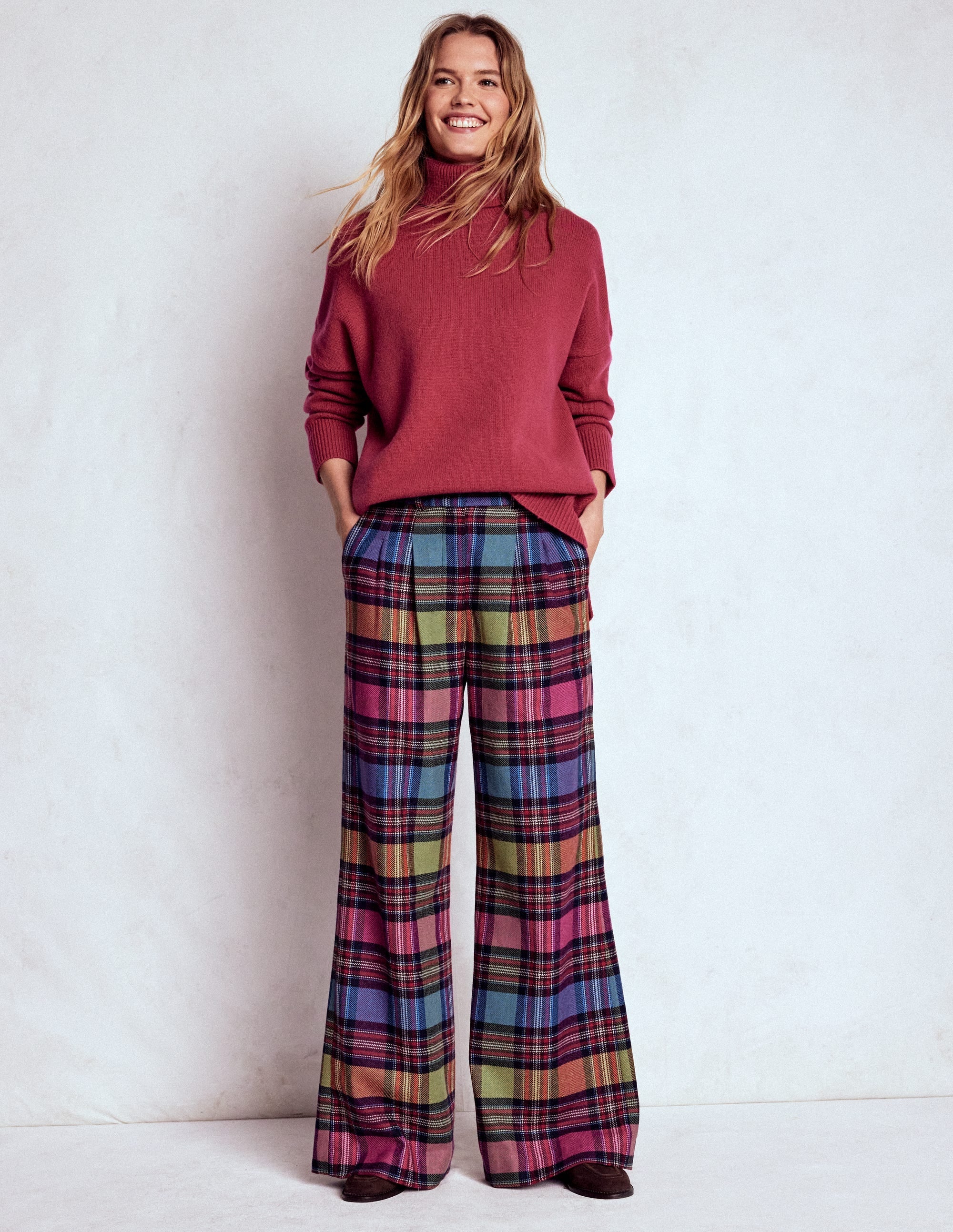 Kensington Tailored Pants-Multi Blanket Check